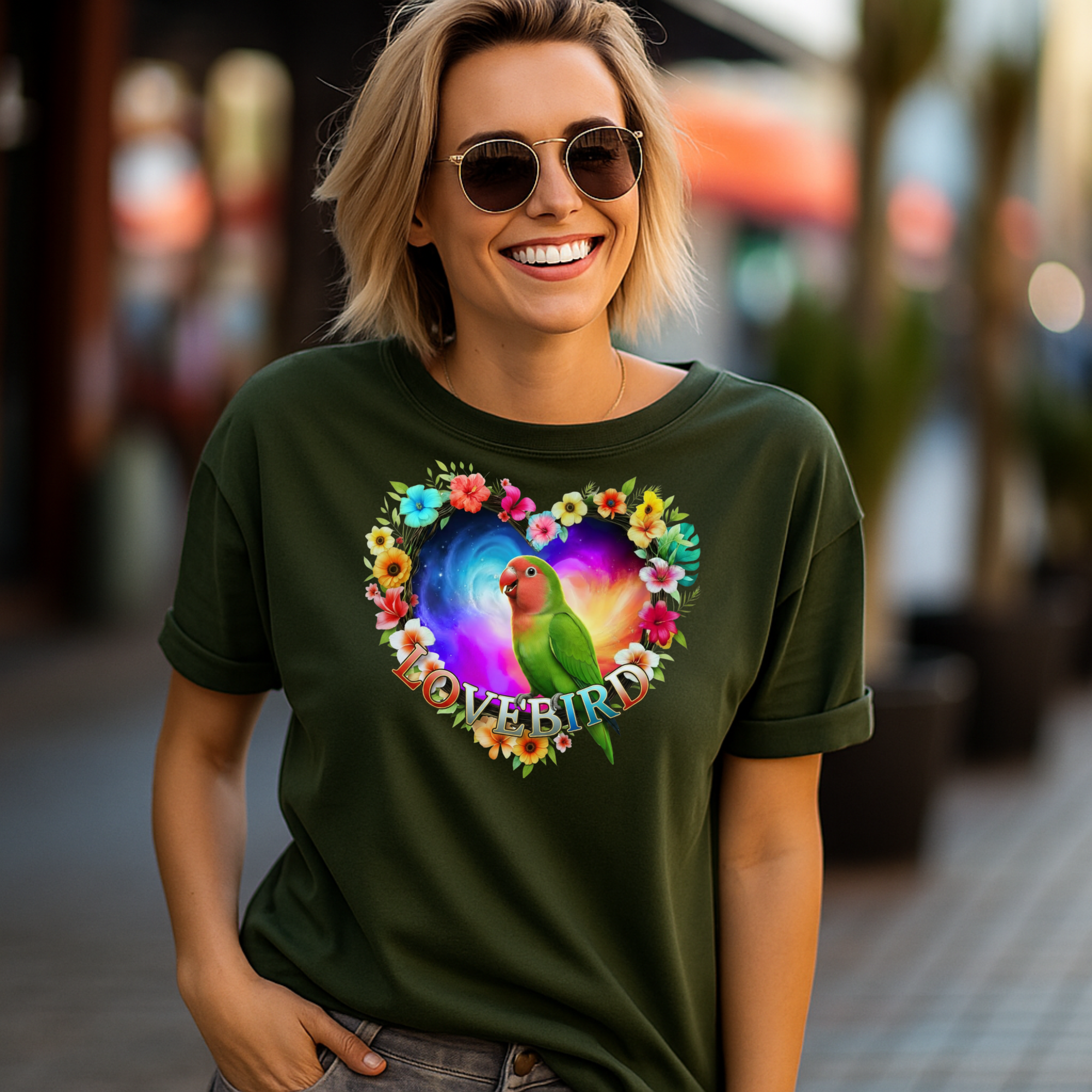 Colorful Lovebird Art T-Shirt