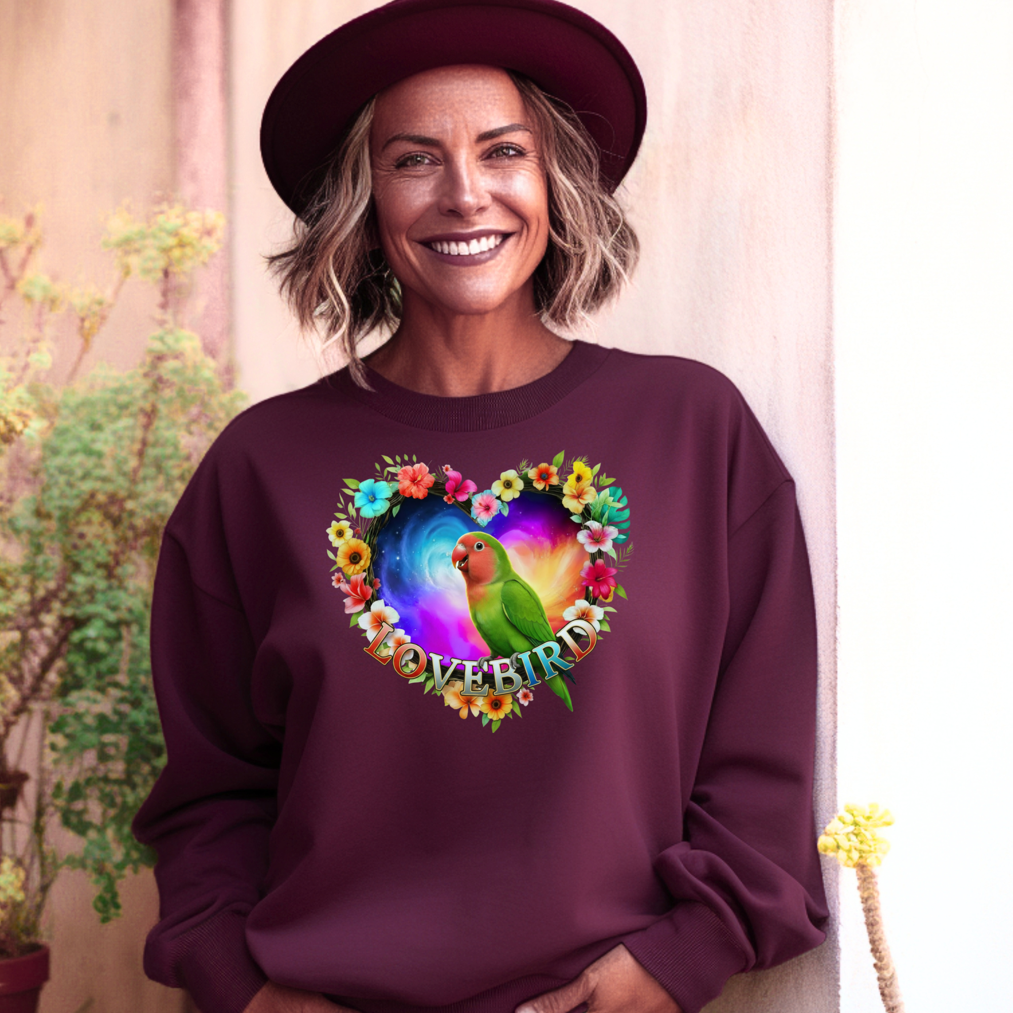 Colorful Lovebird Art Sweatshirt