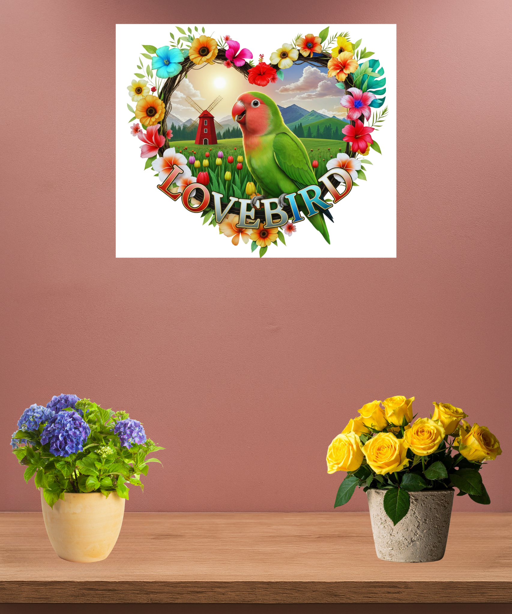 Lovebird Heart Design Wall-Hanging