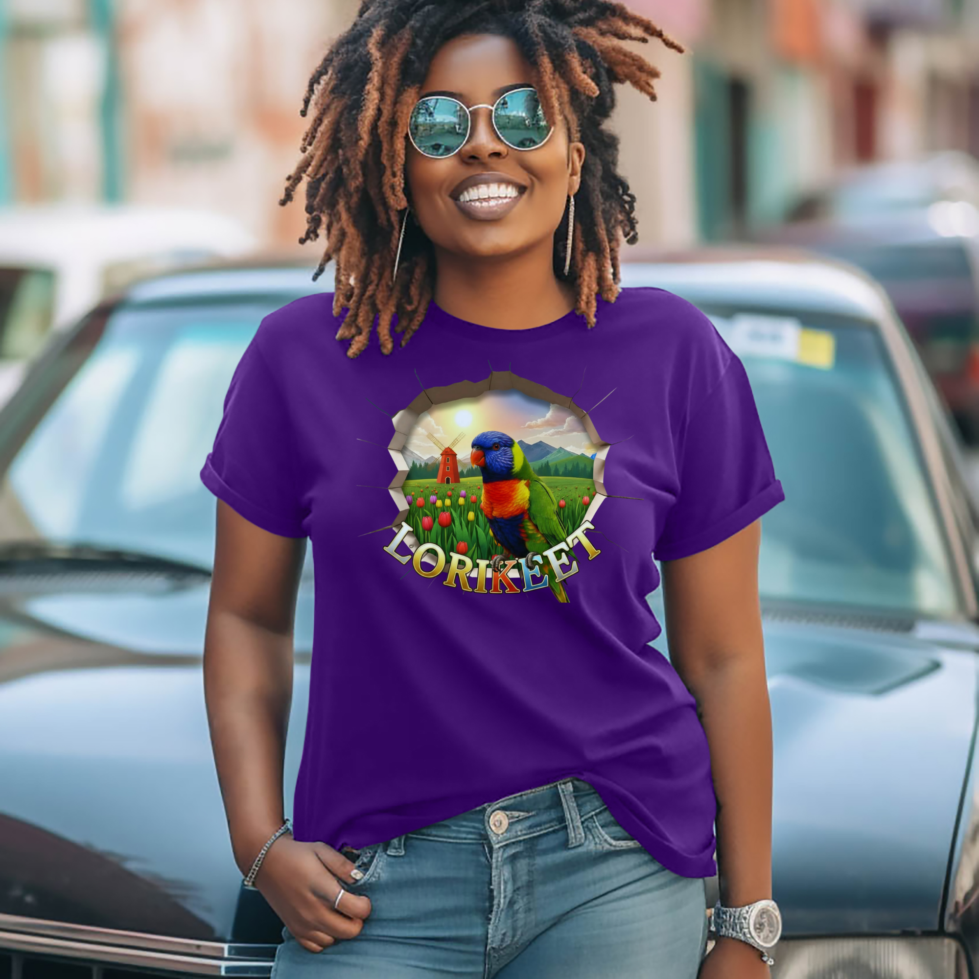 Lorikeet Garden Scene T-Shirt
