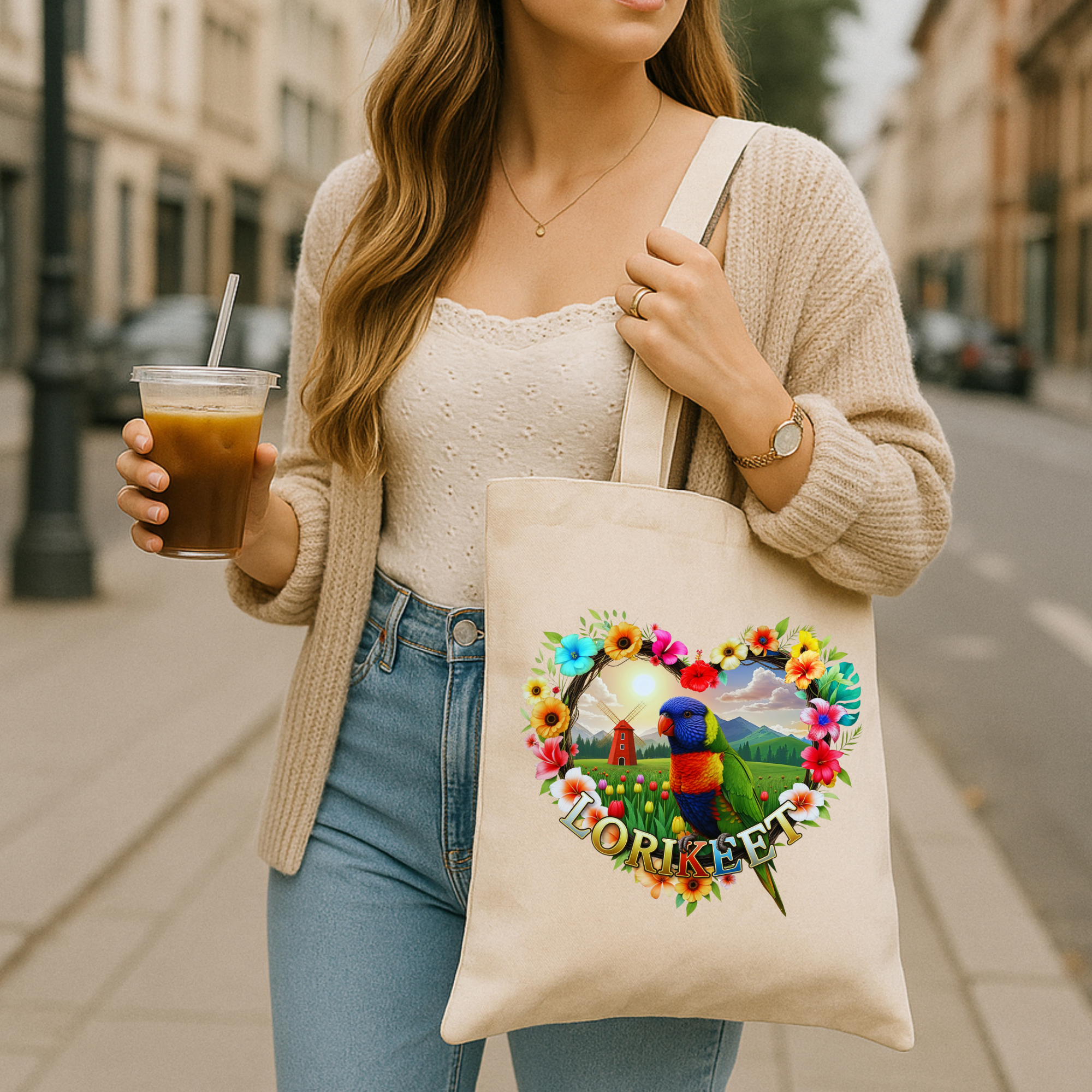 Lorikeet Floral Garden Tote Bag