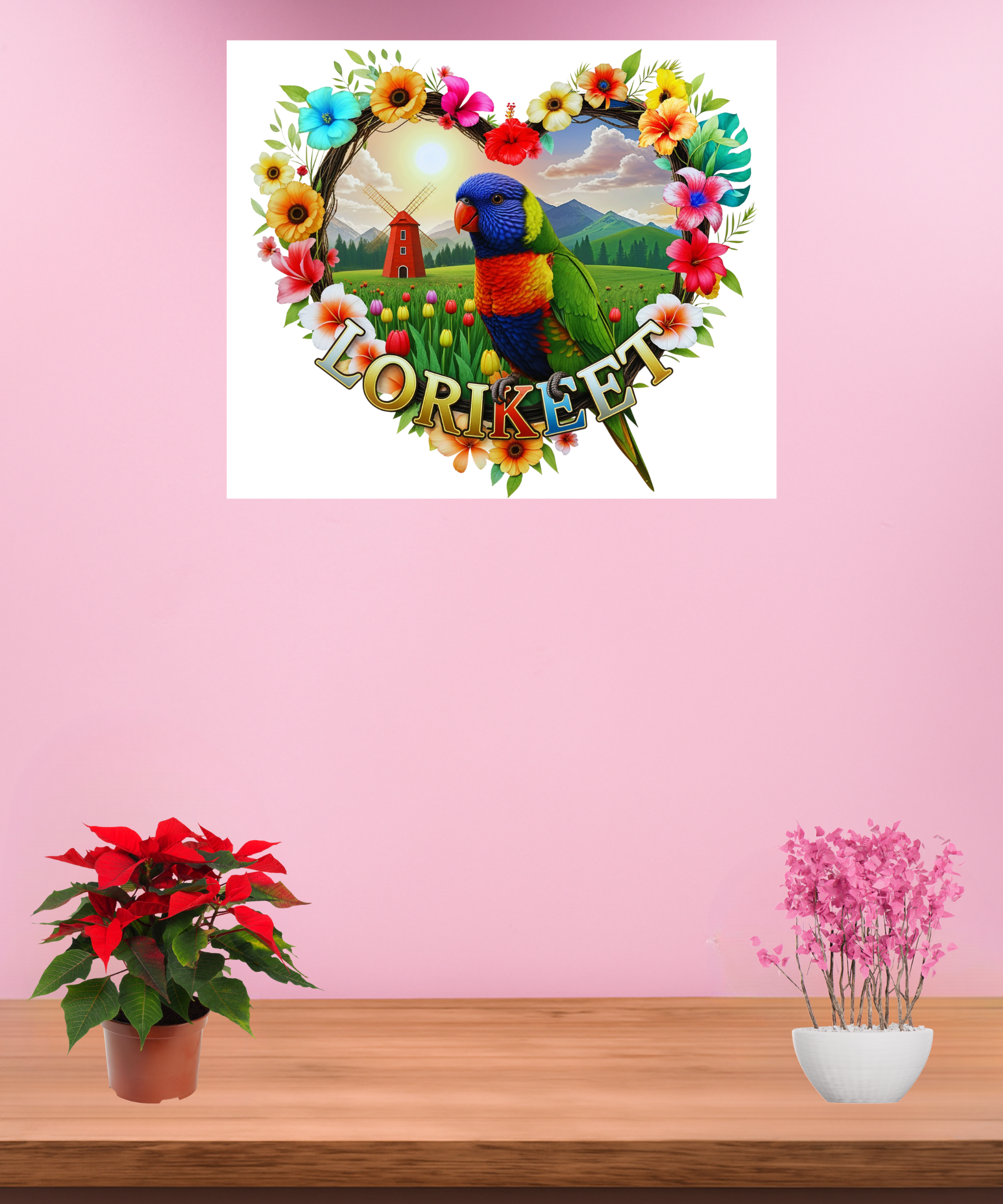 Lorikeet Heart Design Wall-Hanging