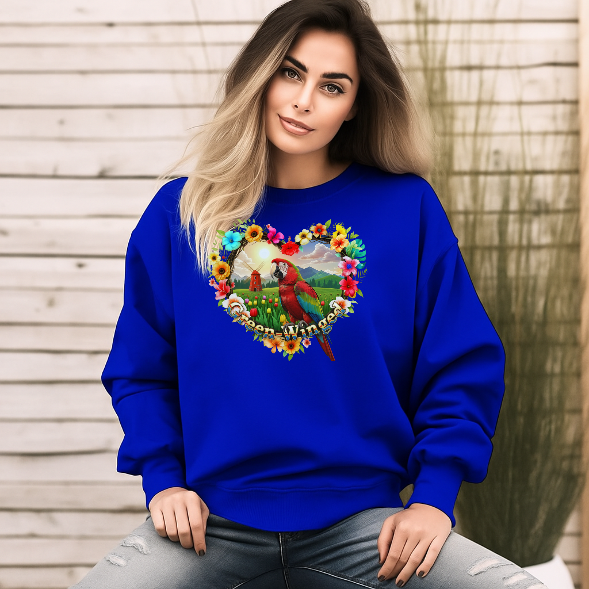 Floral Green Winged Sweatshirt