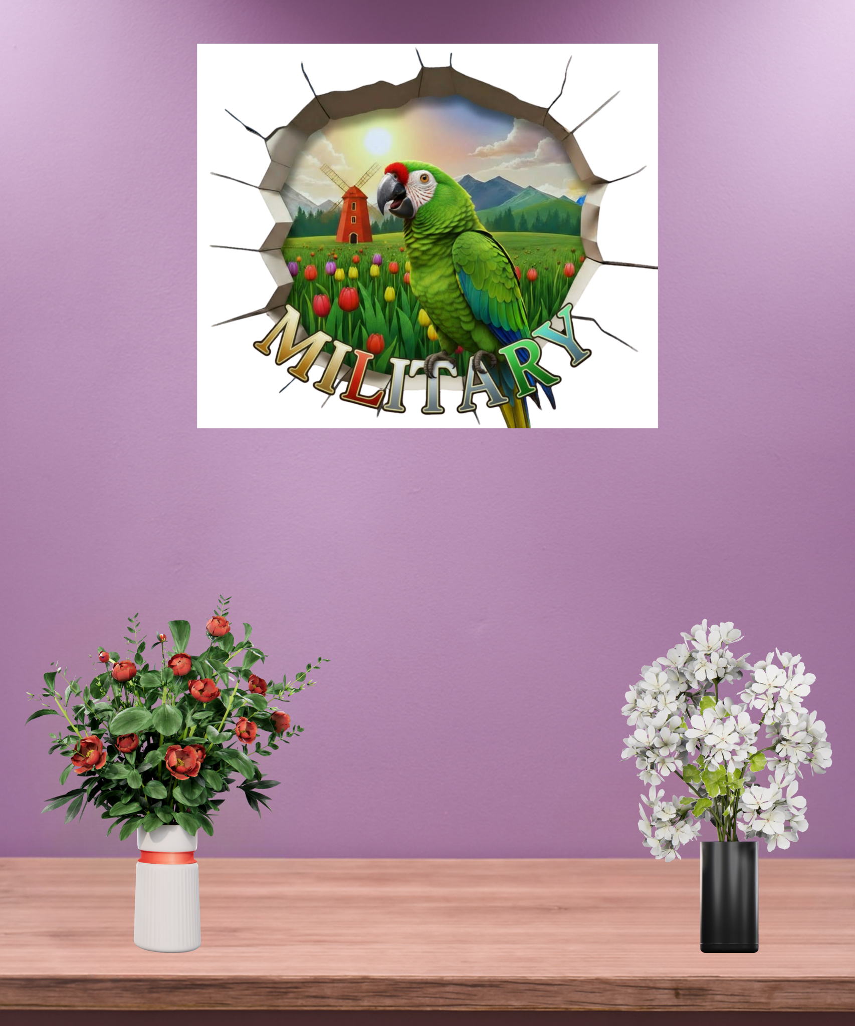 Military Macaw Breakthrough Wall-Hanging