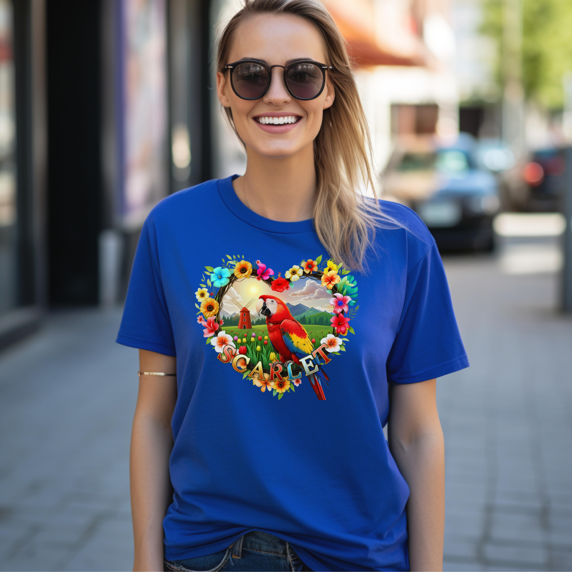 Scarlet Macaw Heart Design T-Shirt