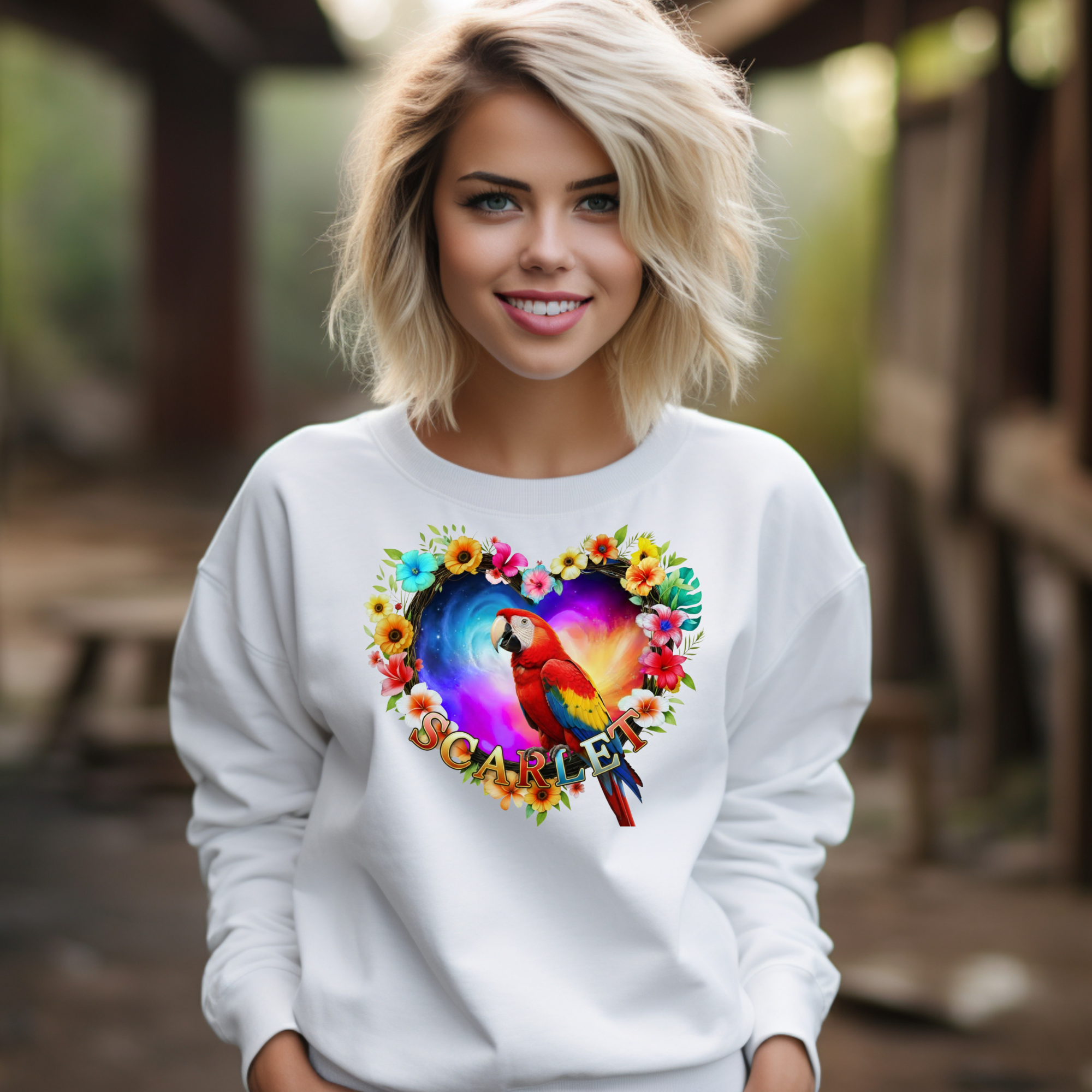 Scarlet Macaw Heart Design Sweatshirt