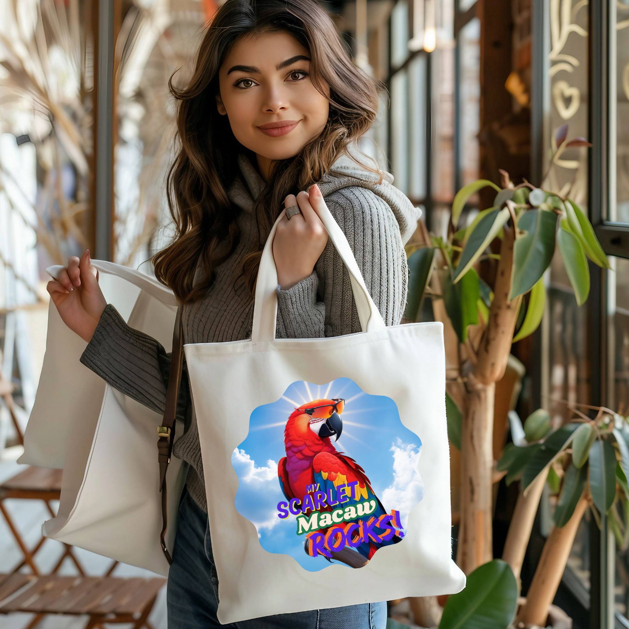 Scarlet Macaw Design Tote Bag