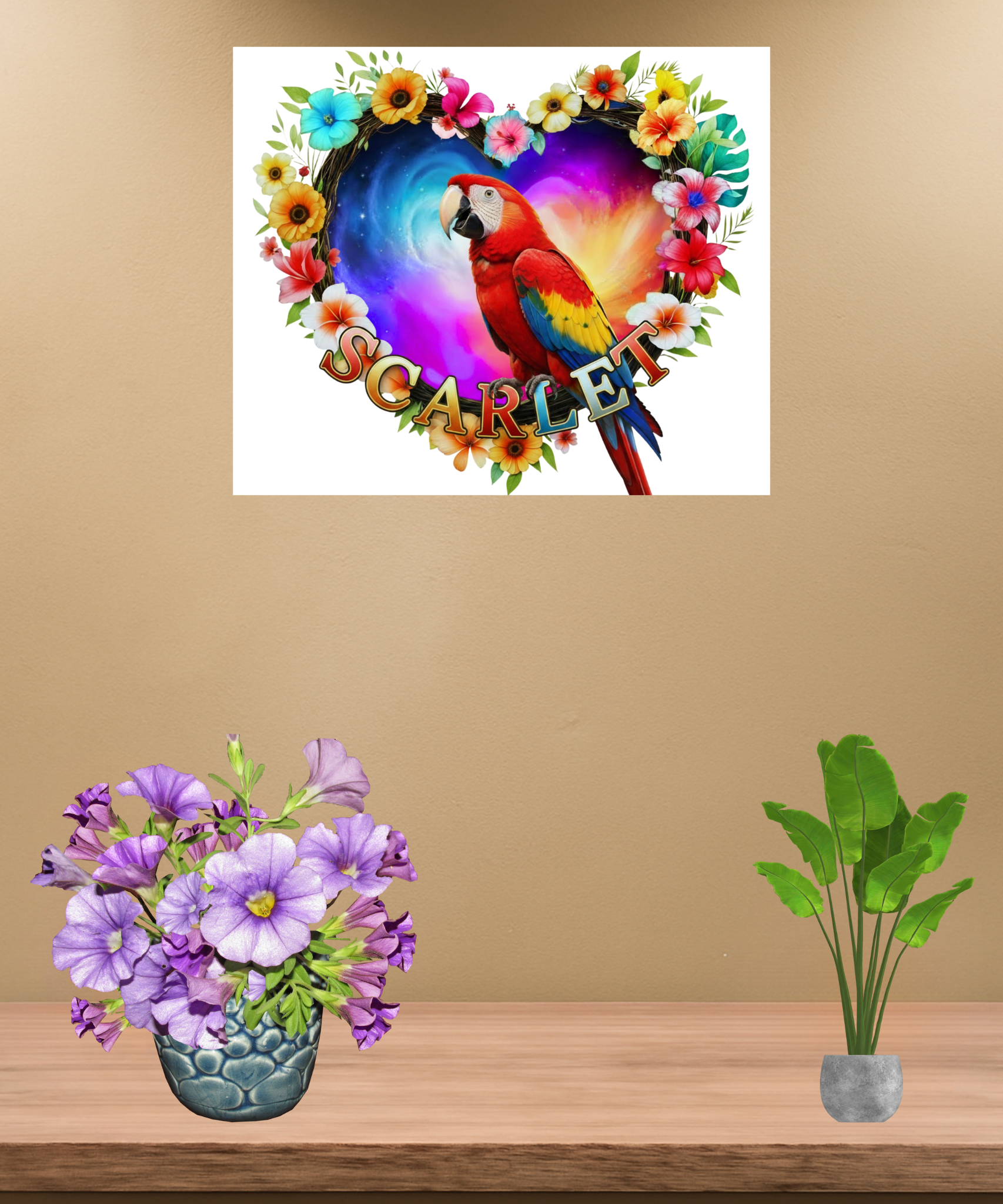 Scarlet Macaw Heart Design Wall-Hanging