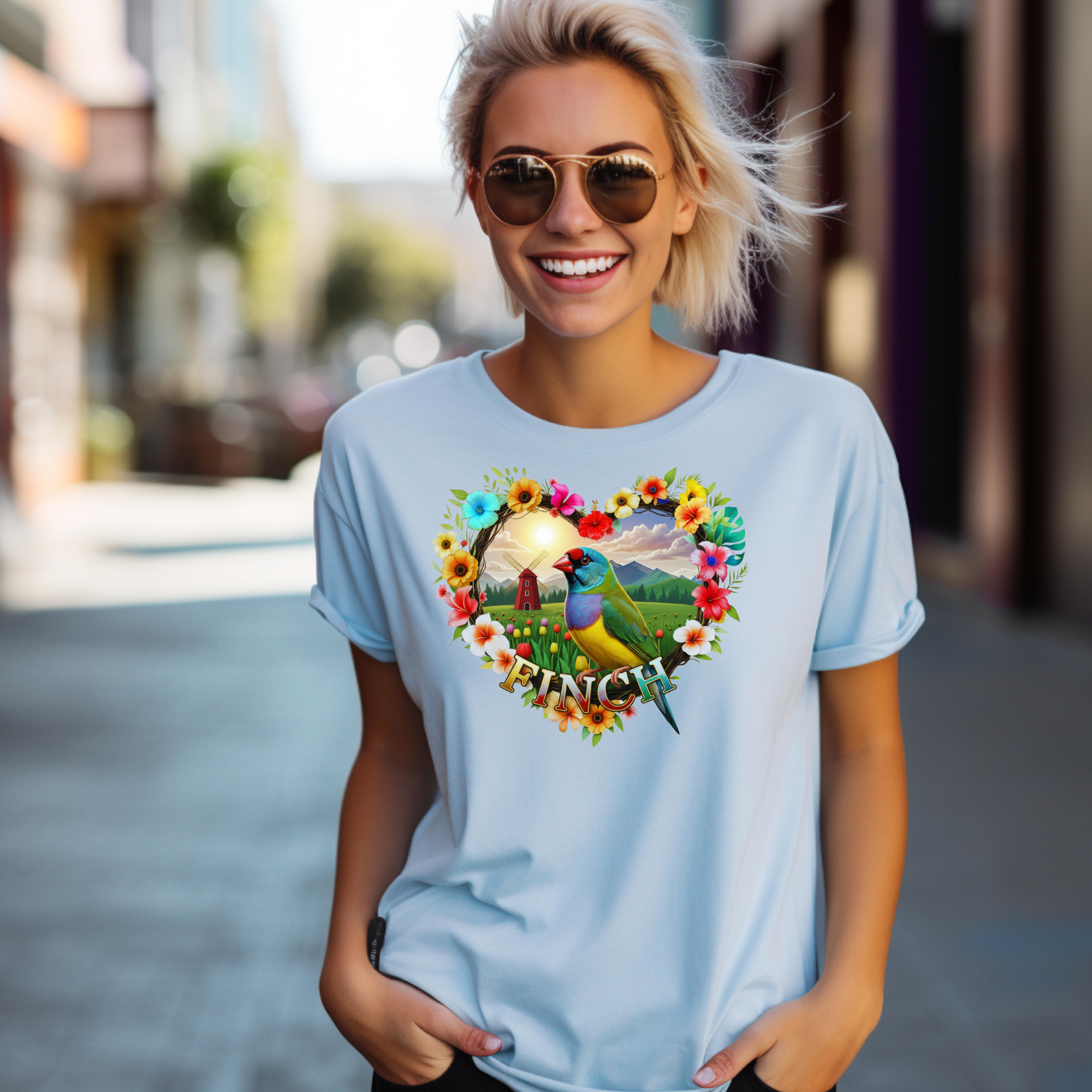 Colorful Finch Art T-Shirt