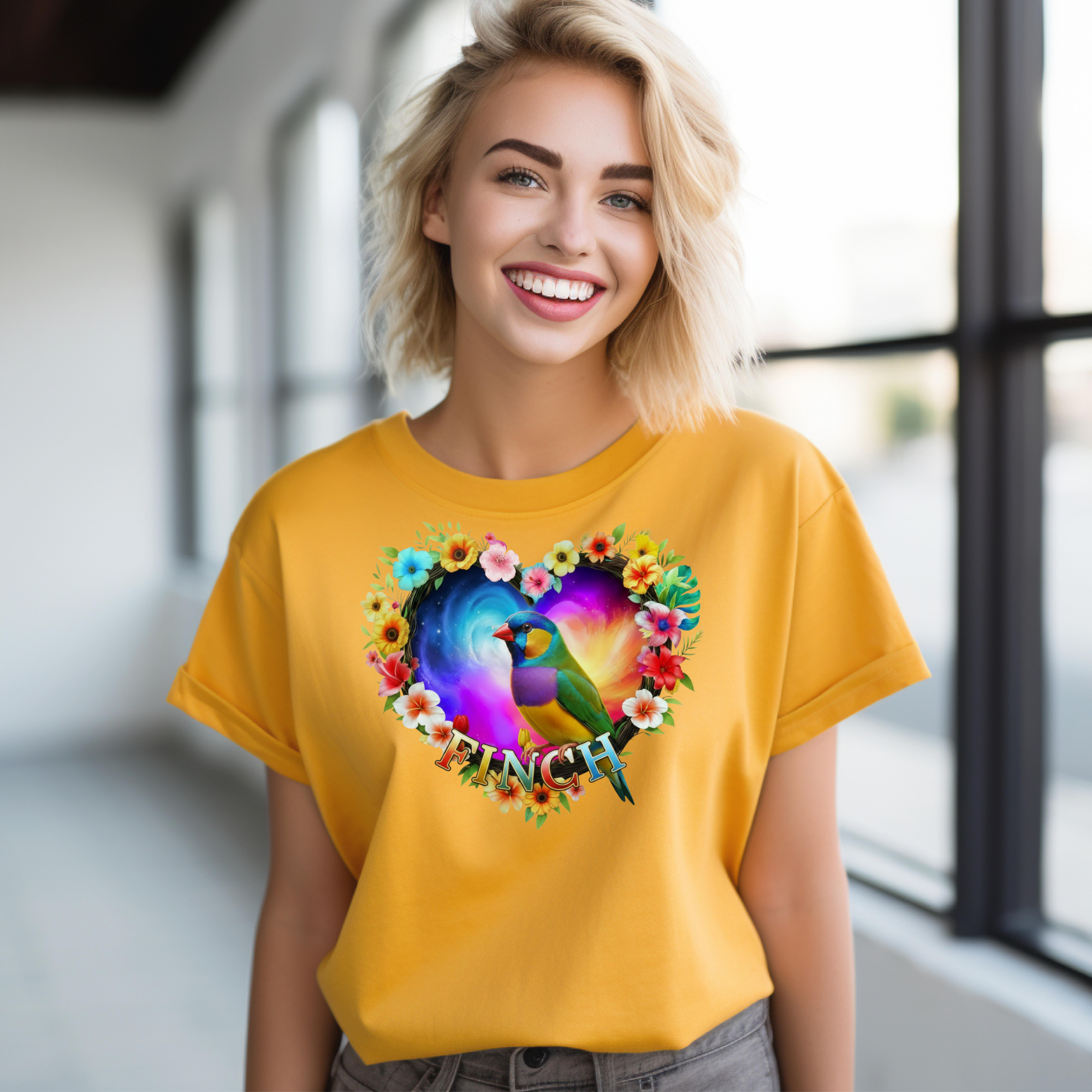 Colorful Finch Art T-Shirt