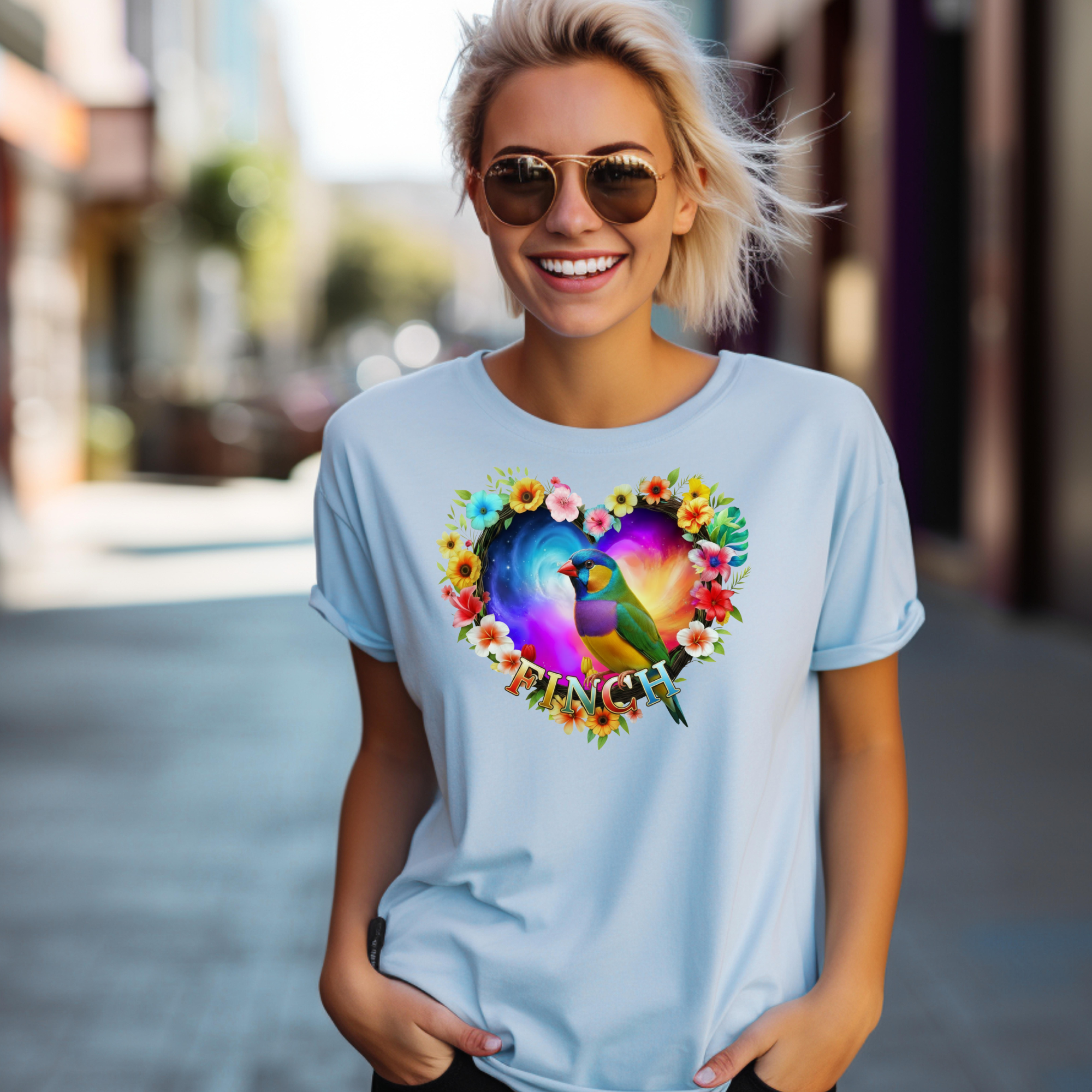 Colorful Finch Art T-Shirt