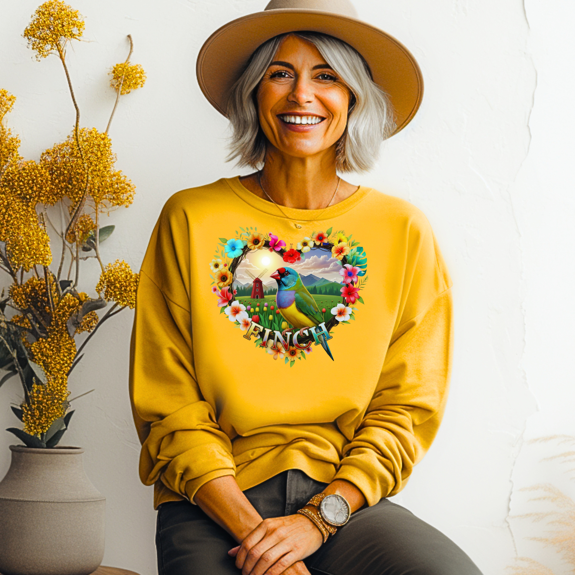 Finch Heart Design Sweatshirt