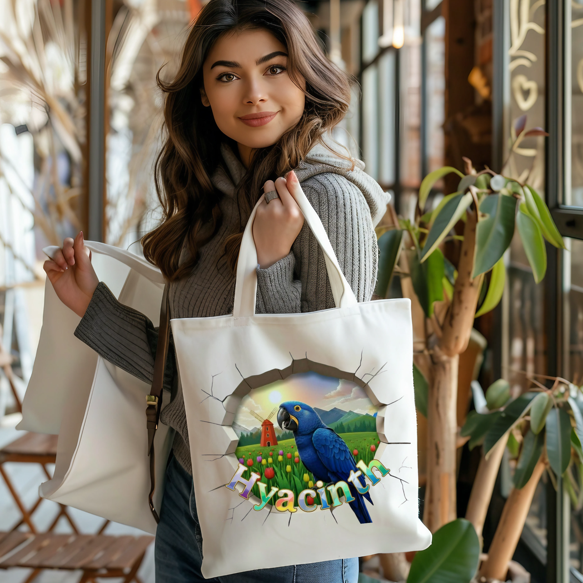 Hyacinth Parrot Art Tote Bag