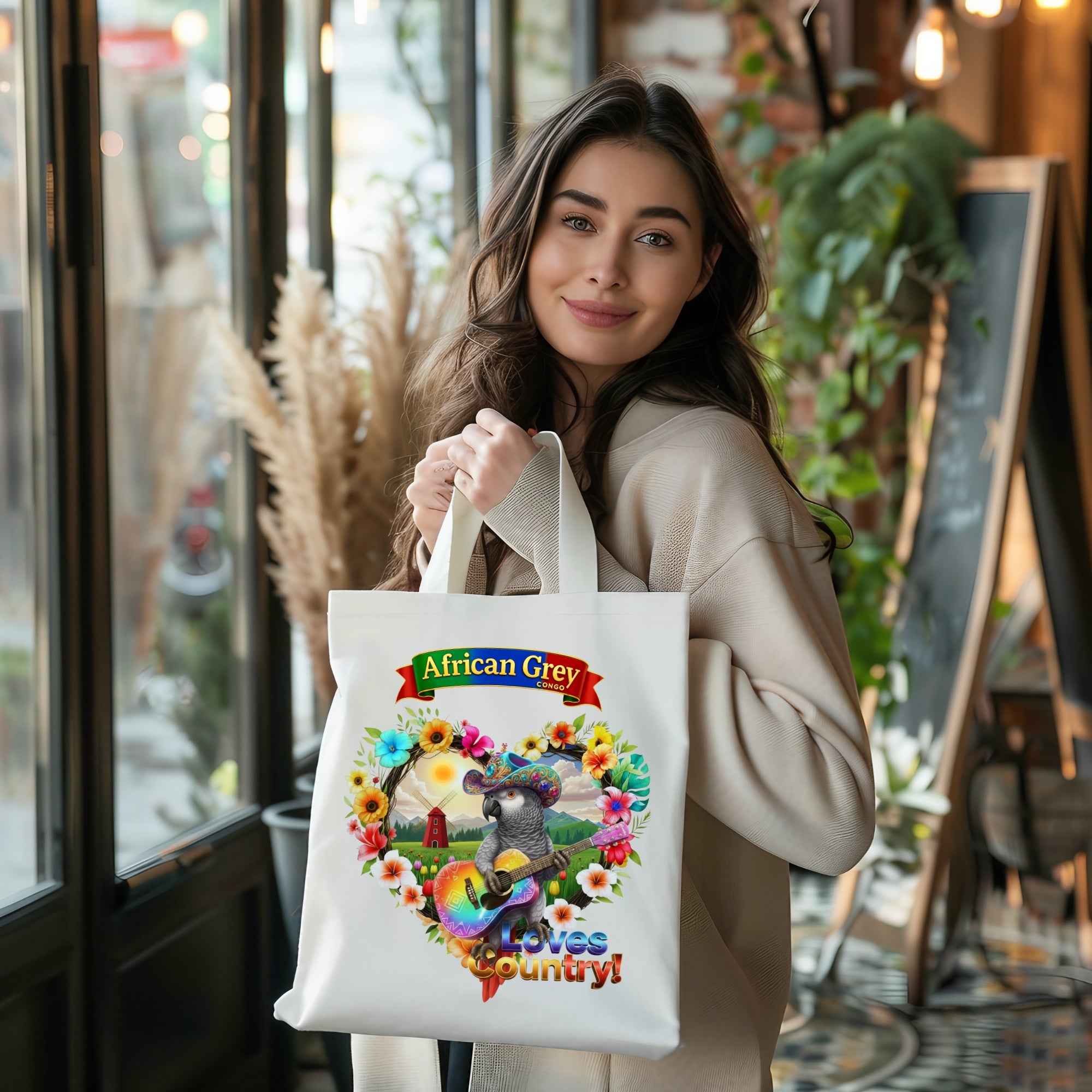 African Grey Congo Country Love Tote Bag
