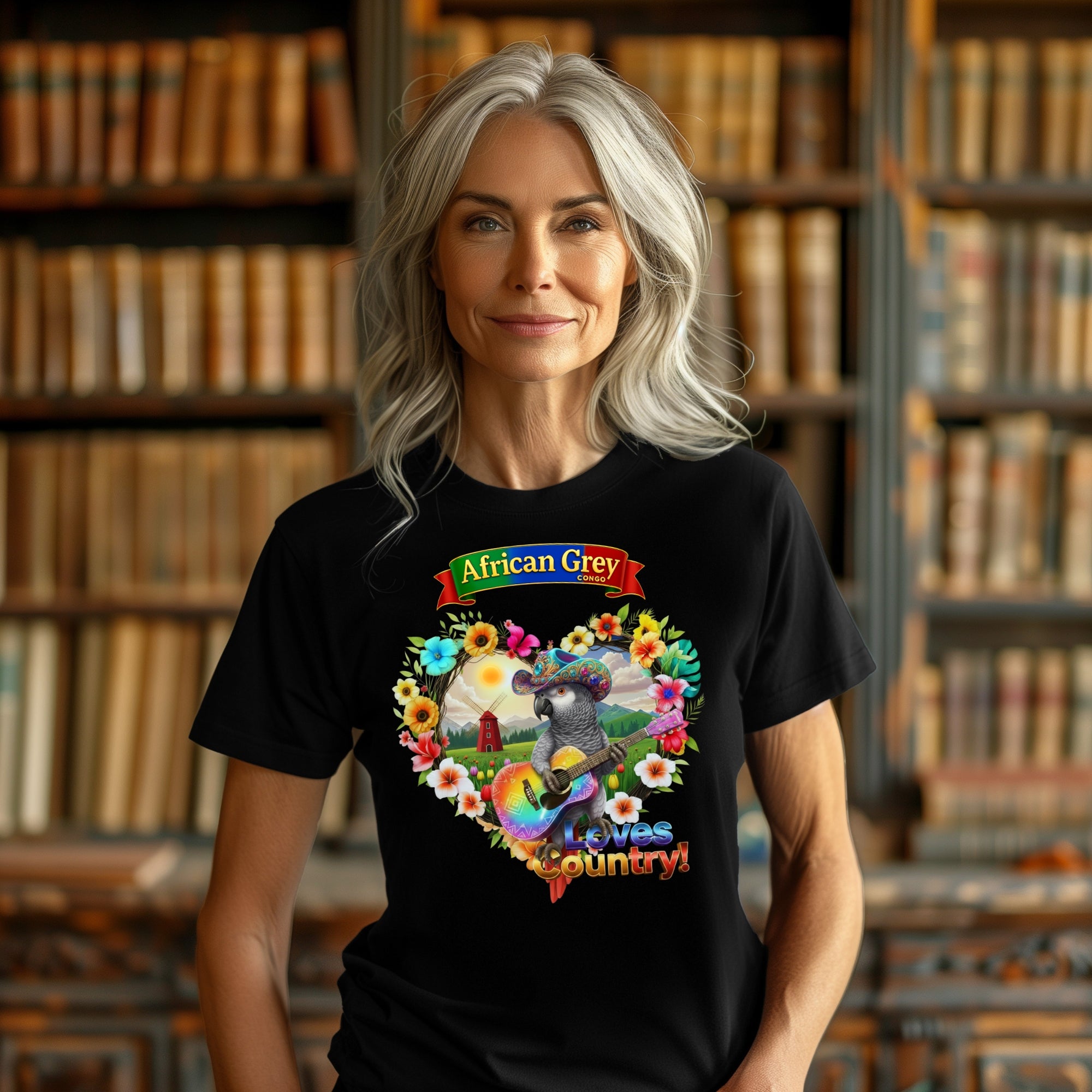 African Grey Congo Loves Country T-Shirt