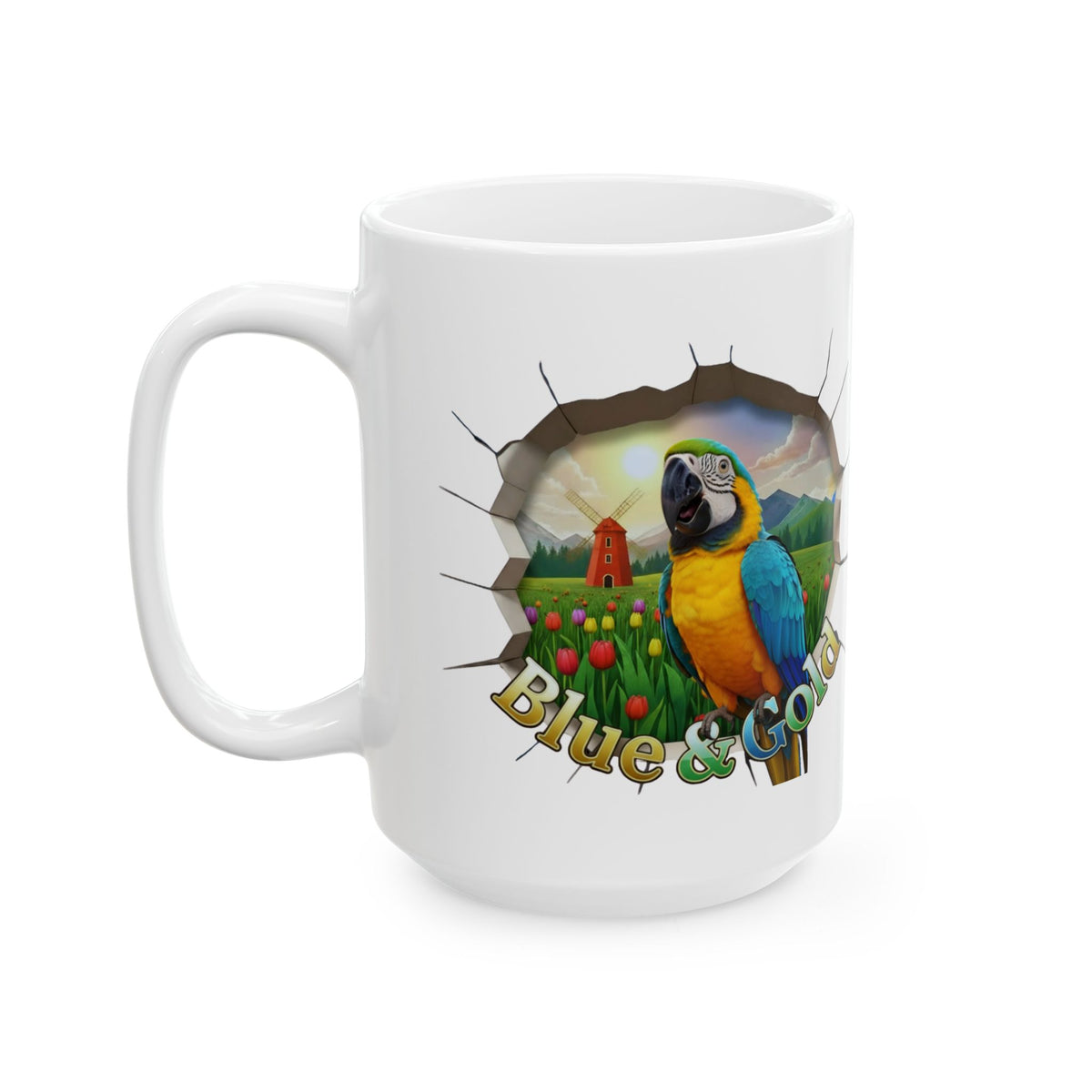 Blue and Gold Meadow Scenic Mug