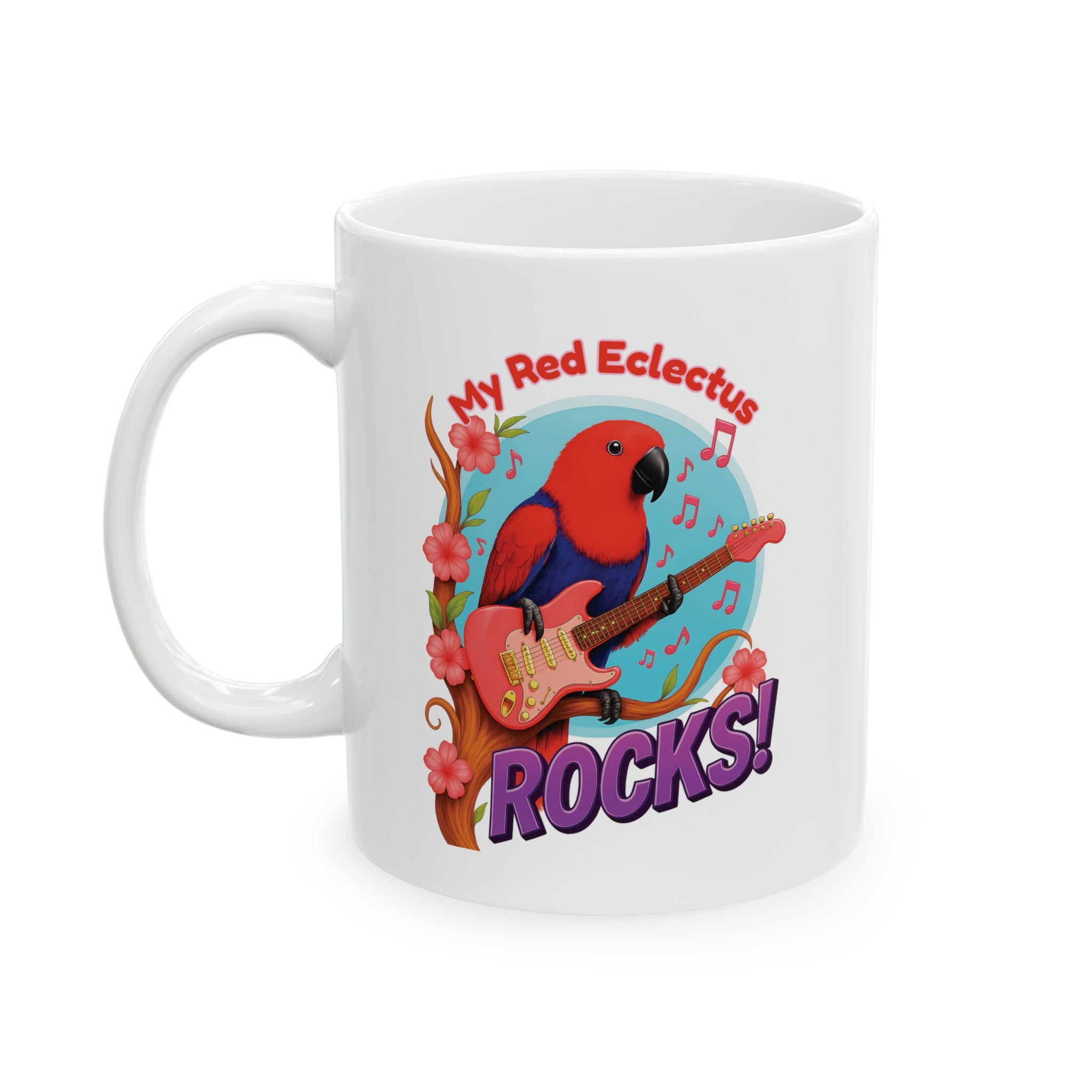 My Red Eclectus Rocks Music Mug