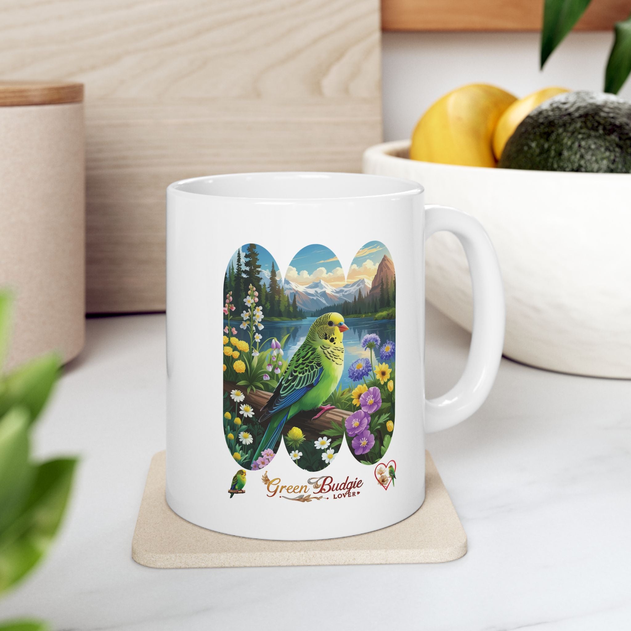 Green Budgie Lover Lake Mug