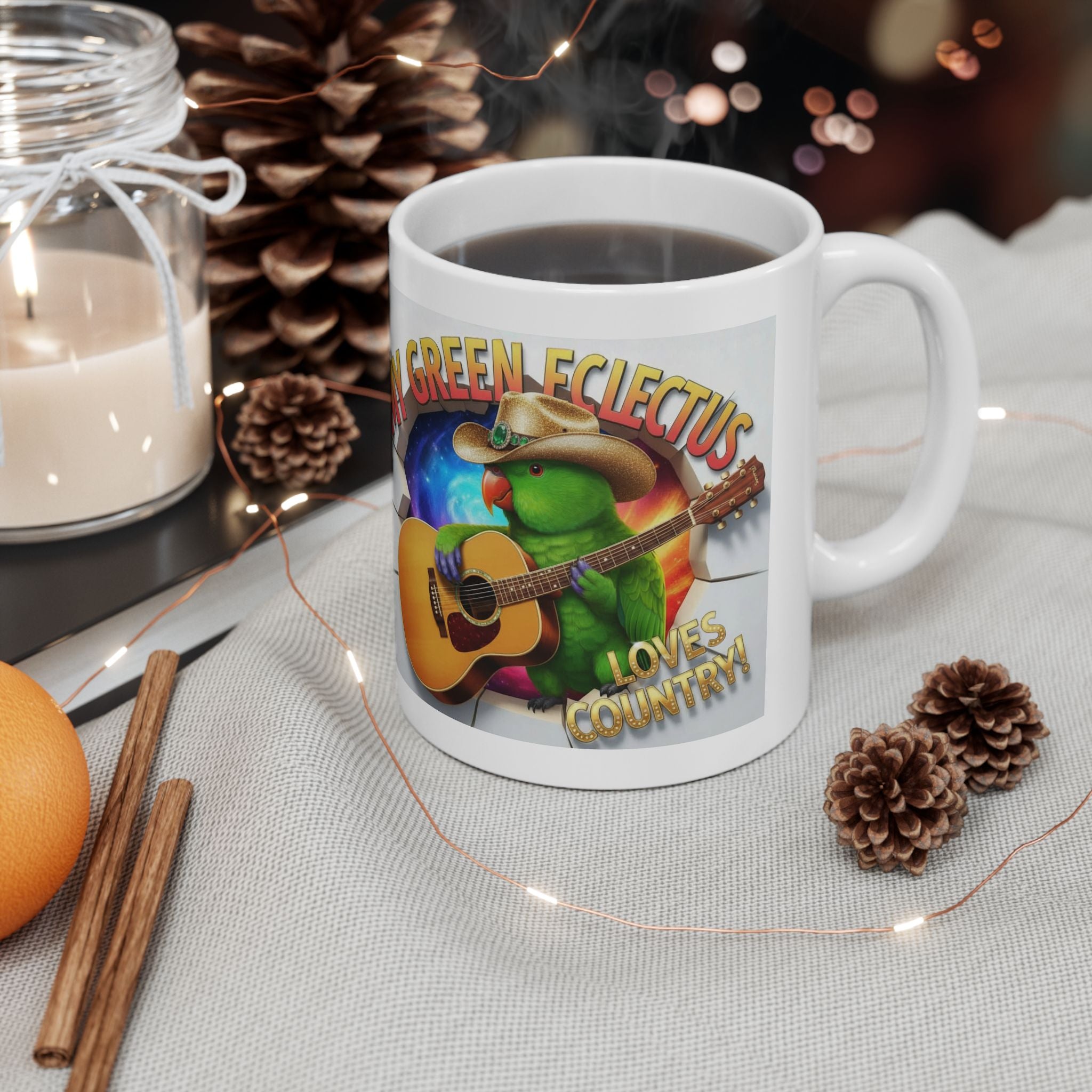 My Green Eclectus Loves Country Mug