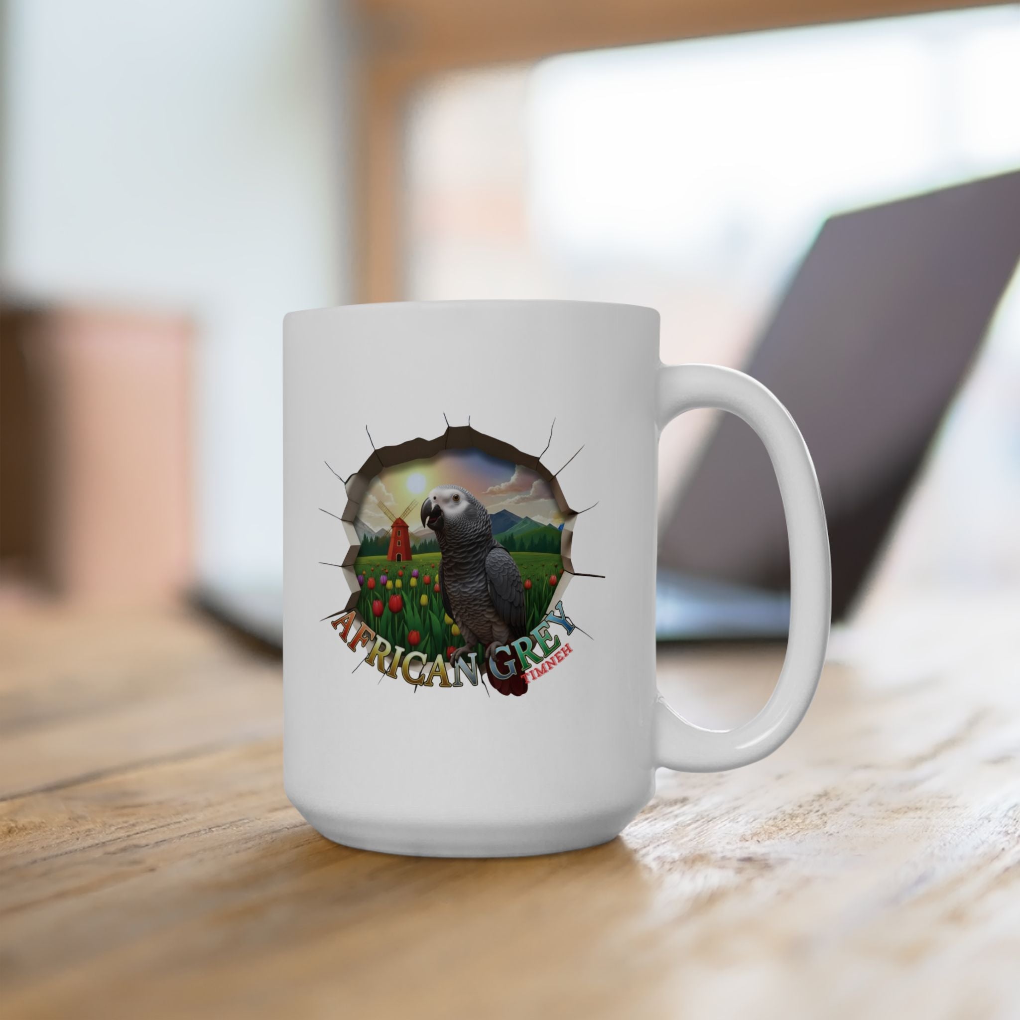 African Grey Timneh Tulip Field Mug