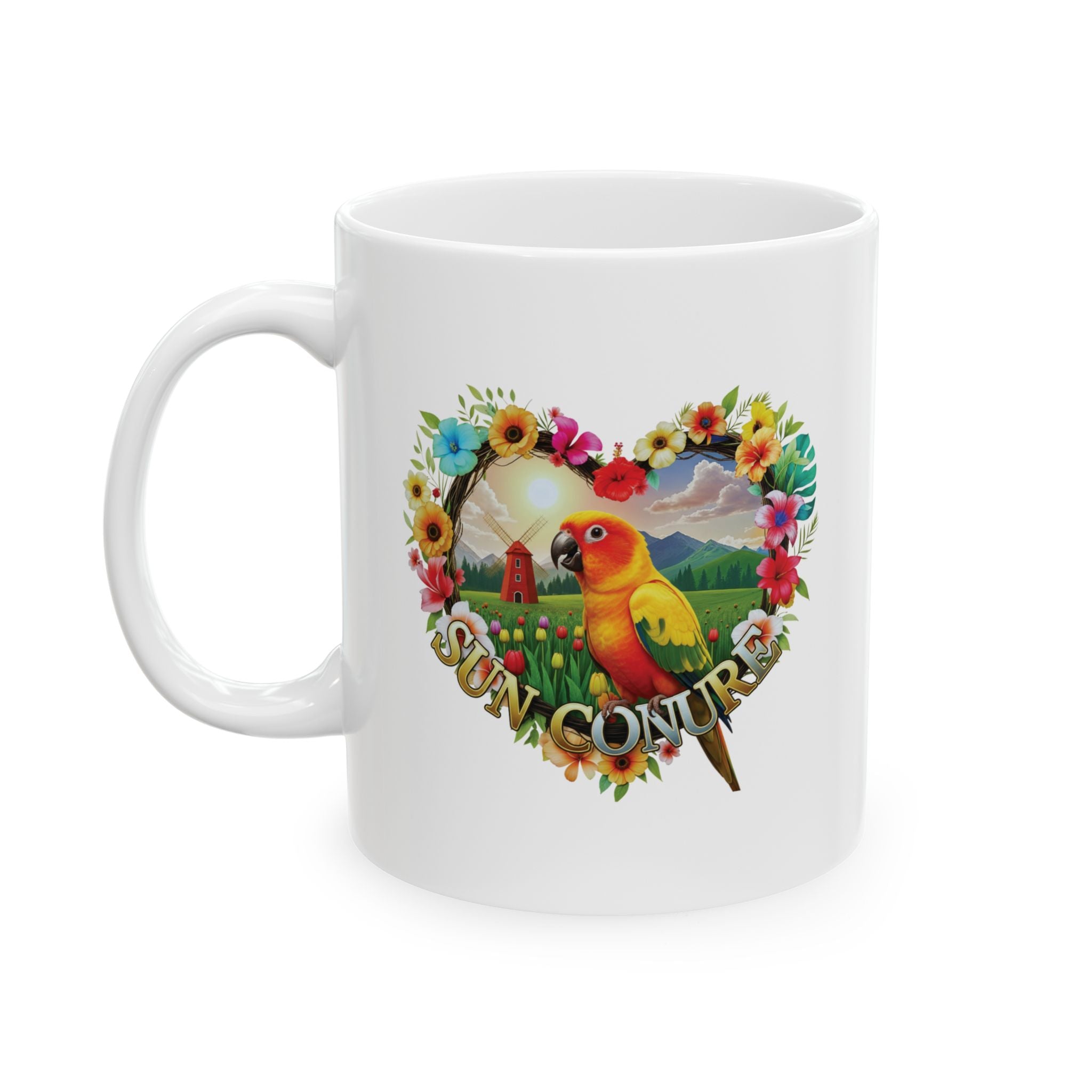 Sun Conure  Heart Design Mug