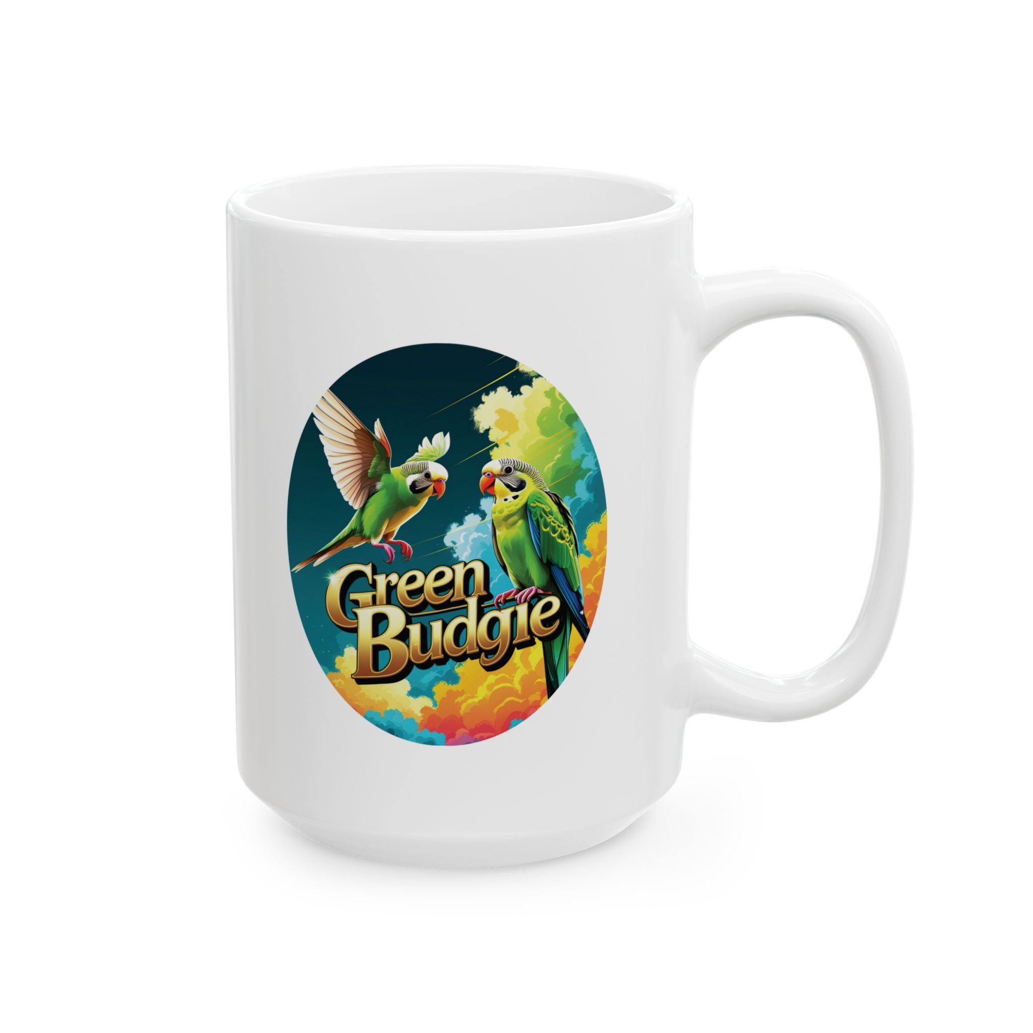 Cute Green Budgie Pair Mug