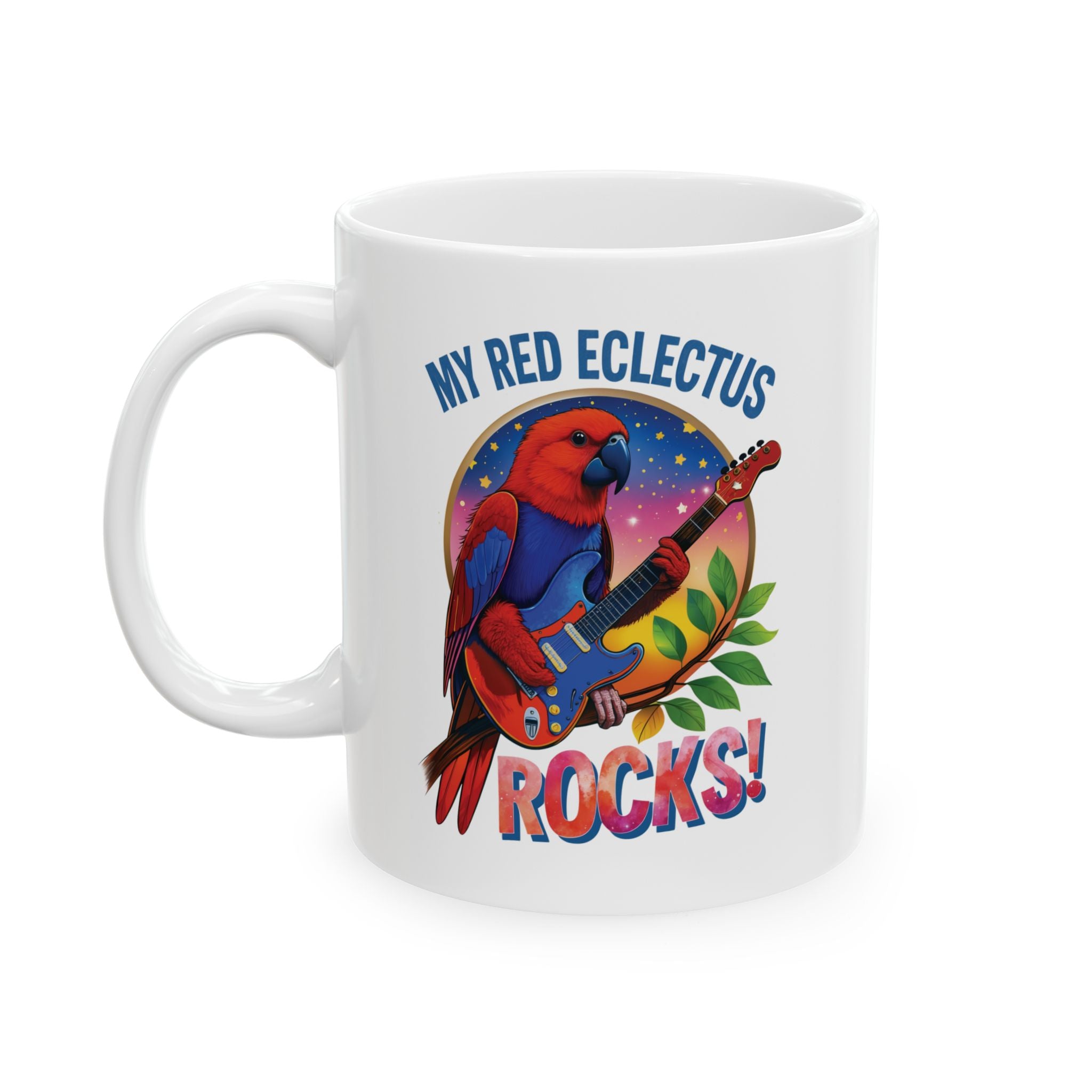 My Red Eclectus Rocks Guitar Mug