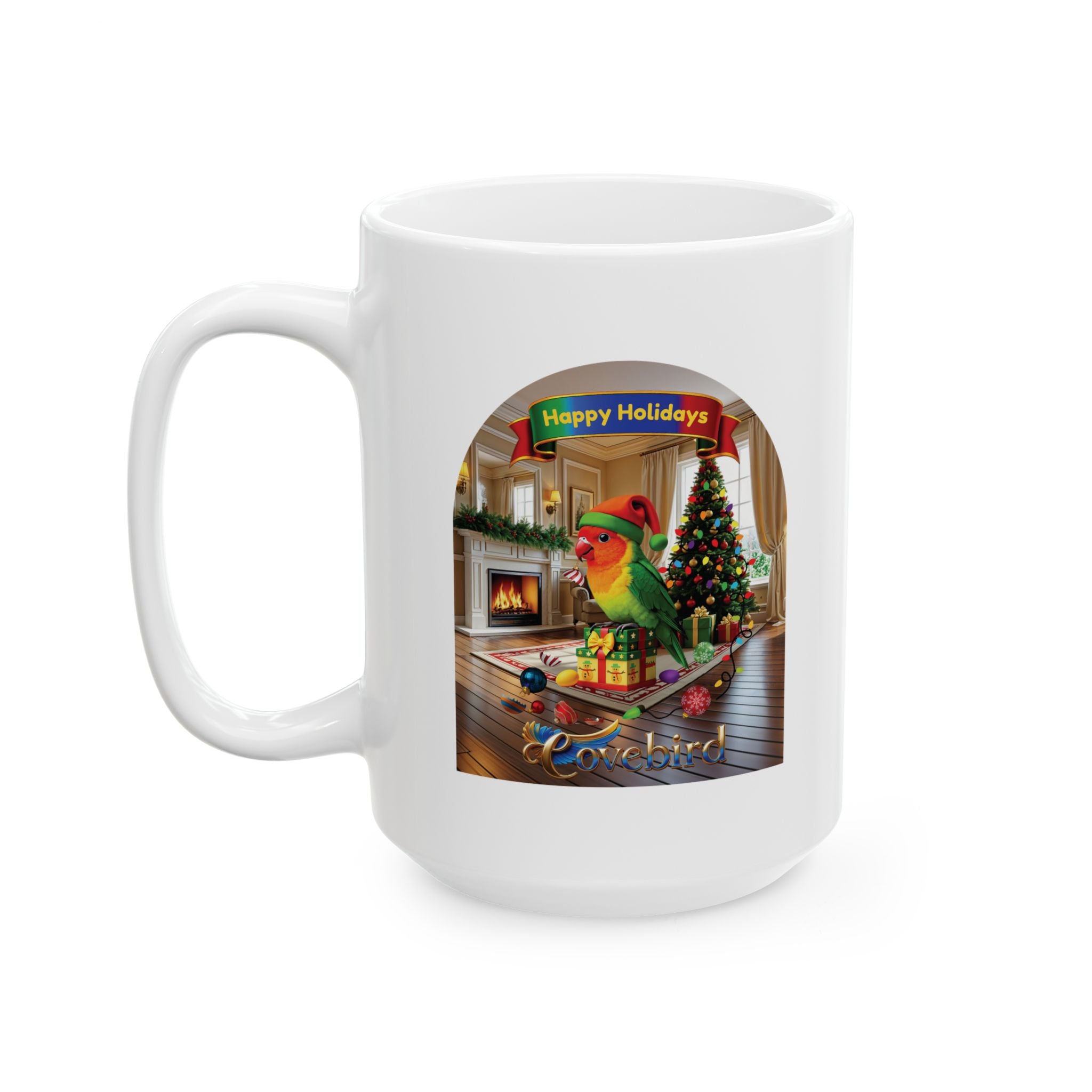 Happy Holidays Lovebird Mug
