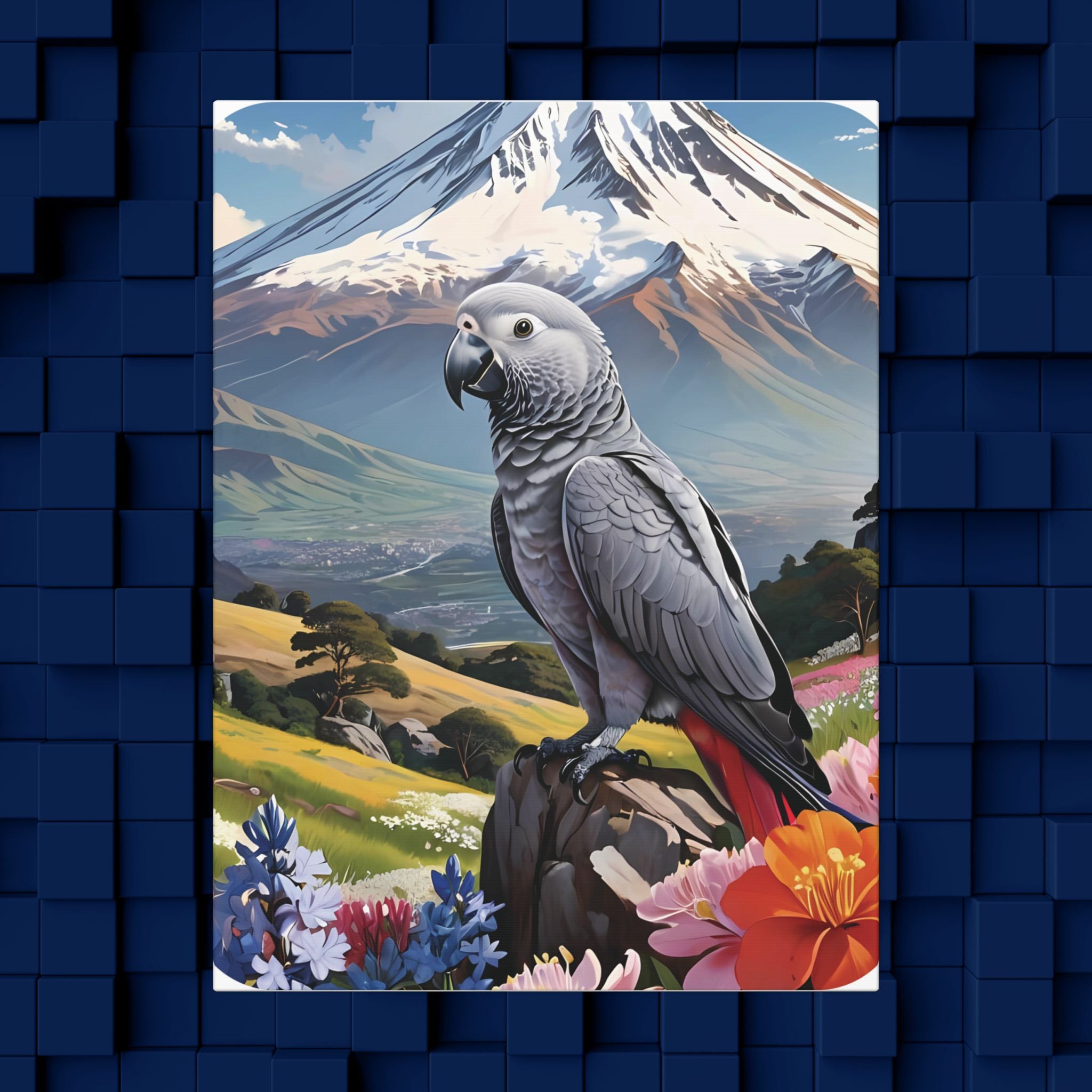 African Grey Congo Parrot Canvas Wall Hangings