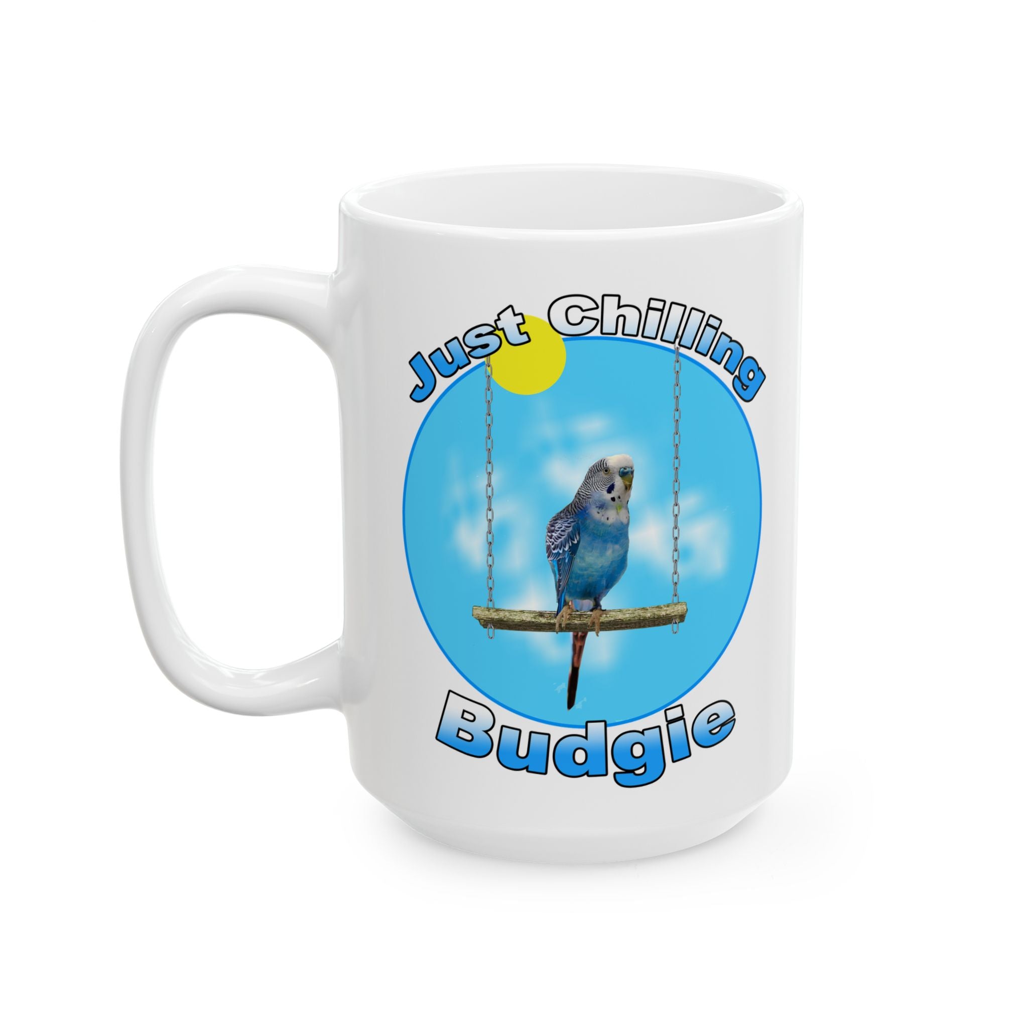 Just Chilling Swing Blue Budgie Mug