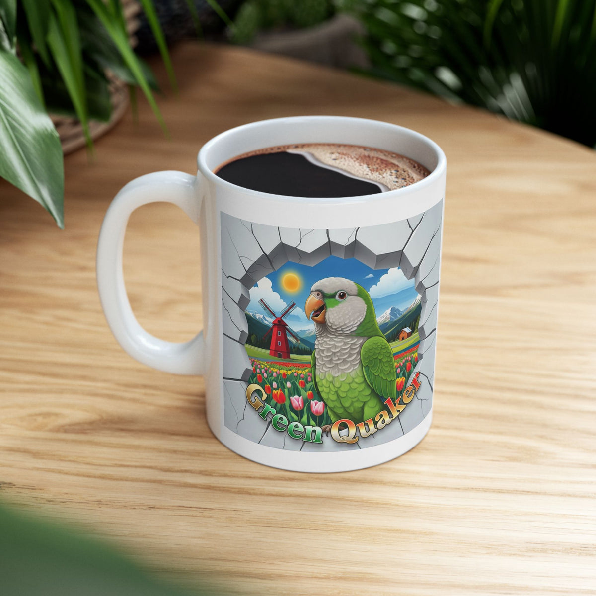 Green Quaker Floral Field Mug
