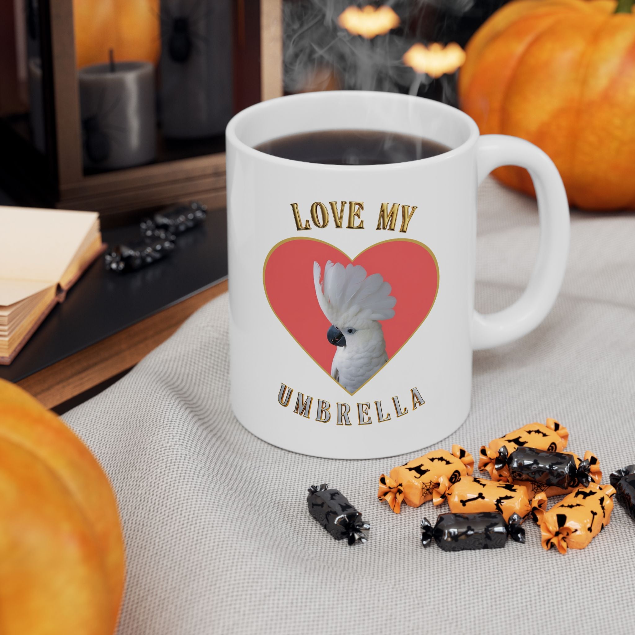 Love My White Umbrella Heart Mug