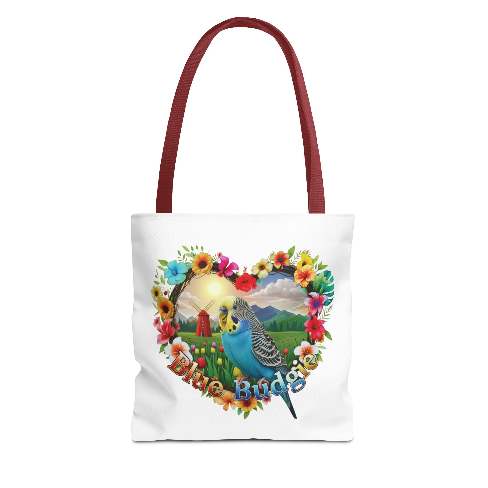 Blue Budgie Garden Scene Tote Bag