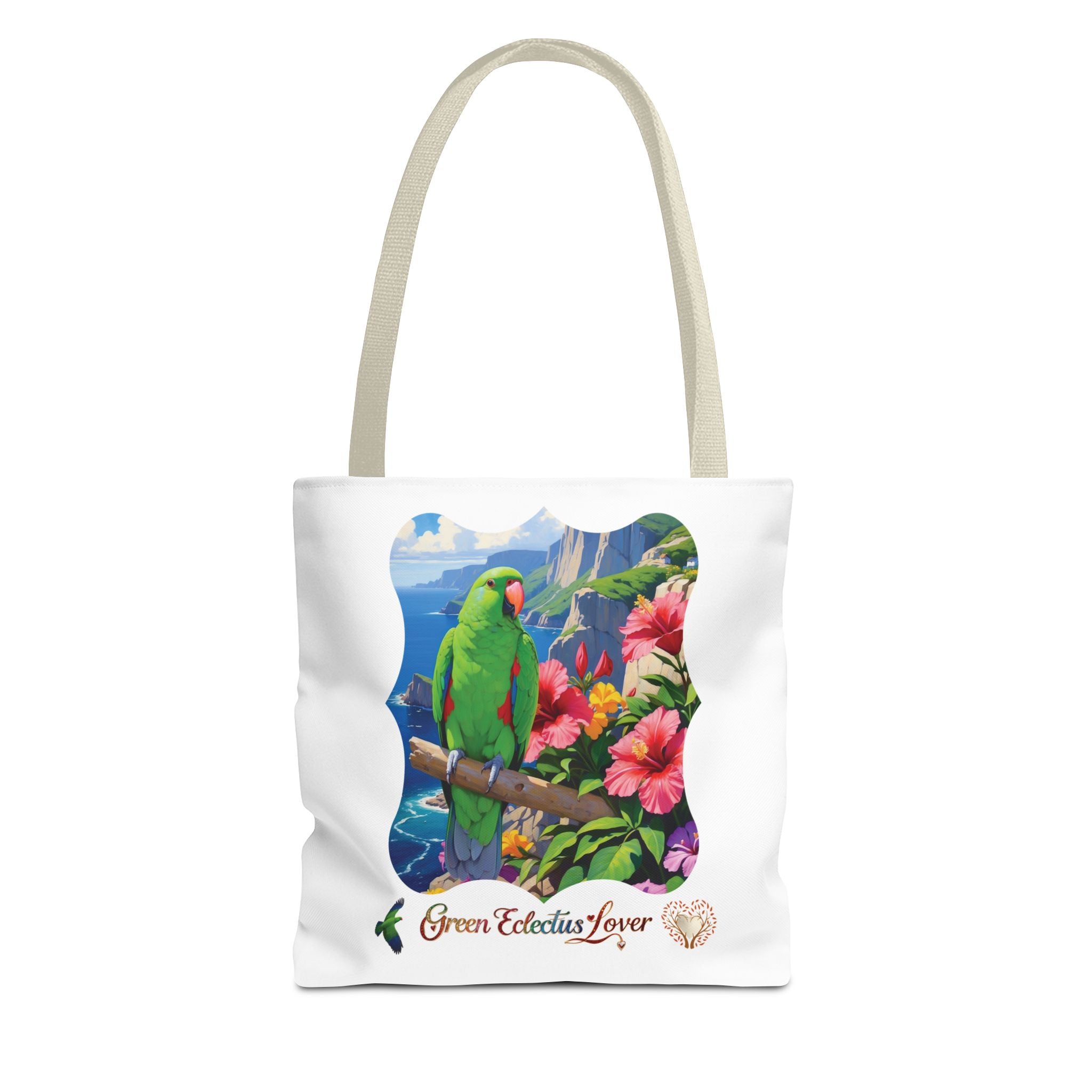 Green Eclectus Lover Hibiscus Tote Bag