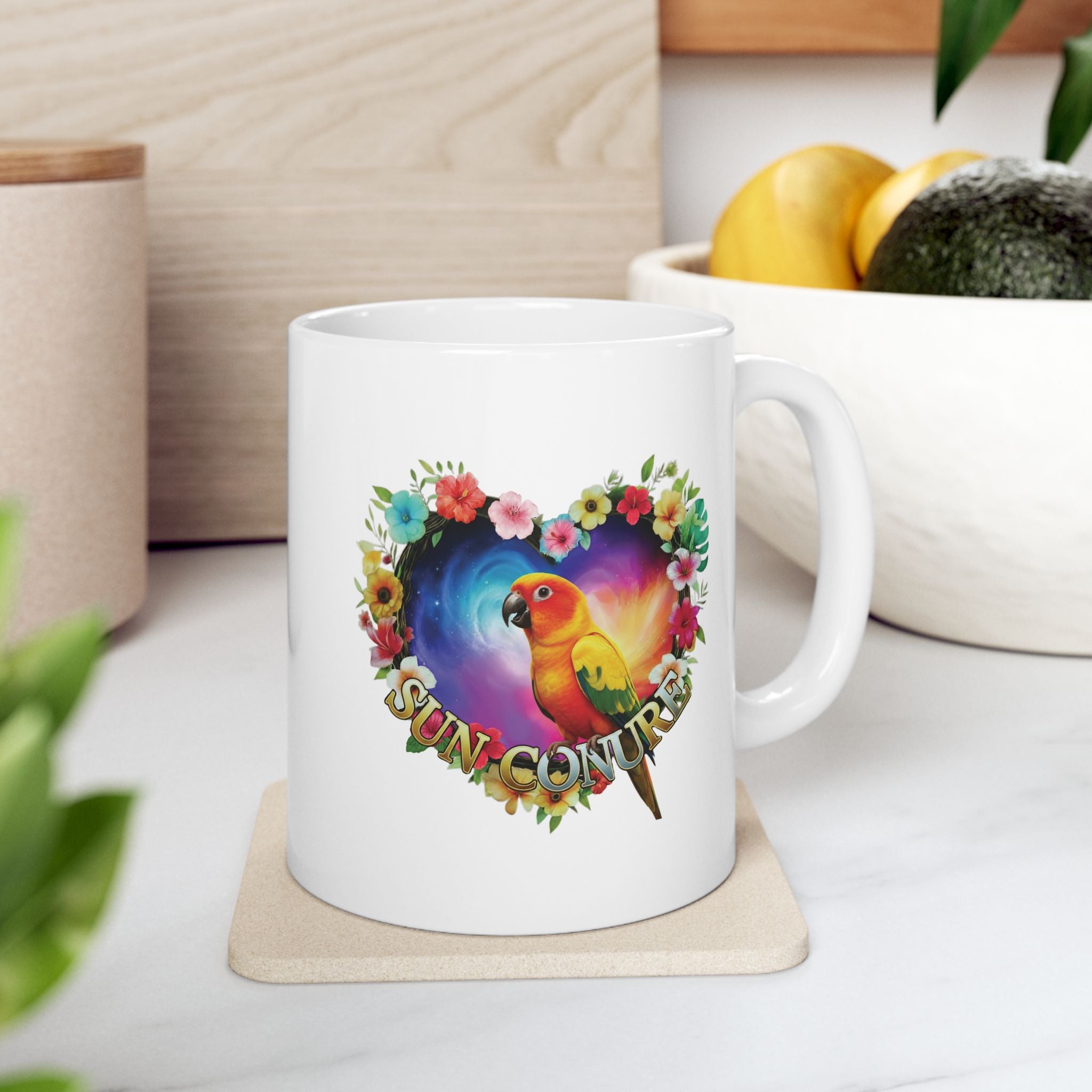 Sun Conure Heart Design Mug