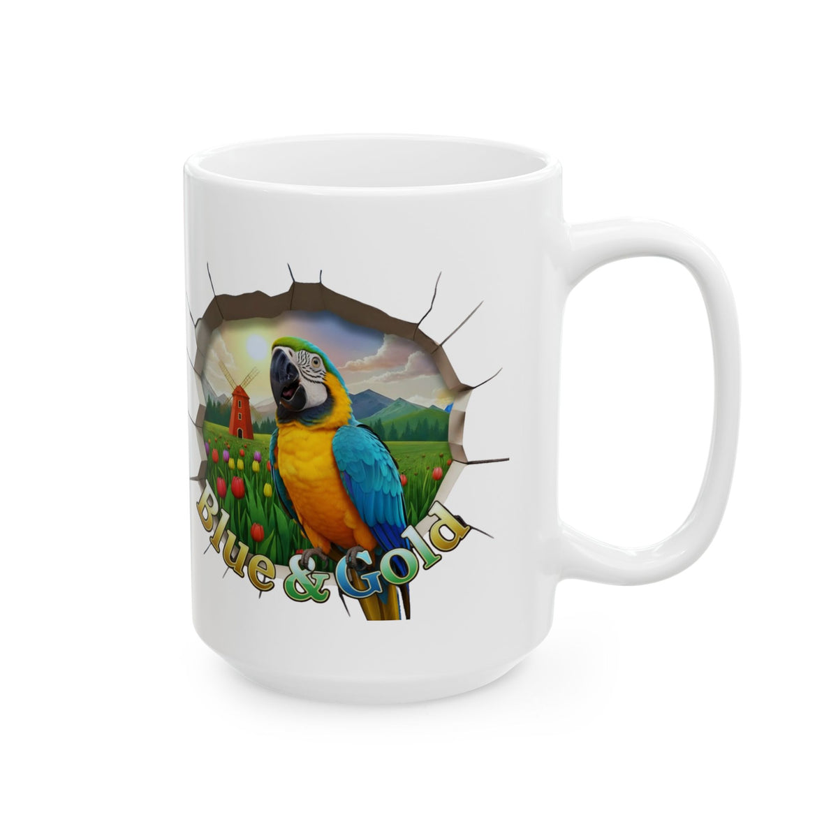 Blue and Gold Meadow Scenic Mug