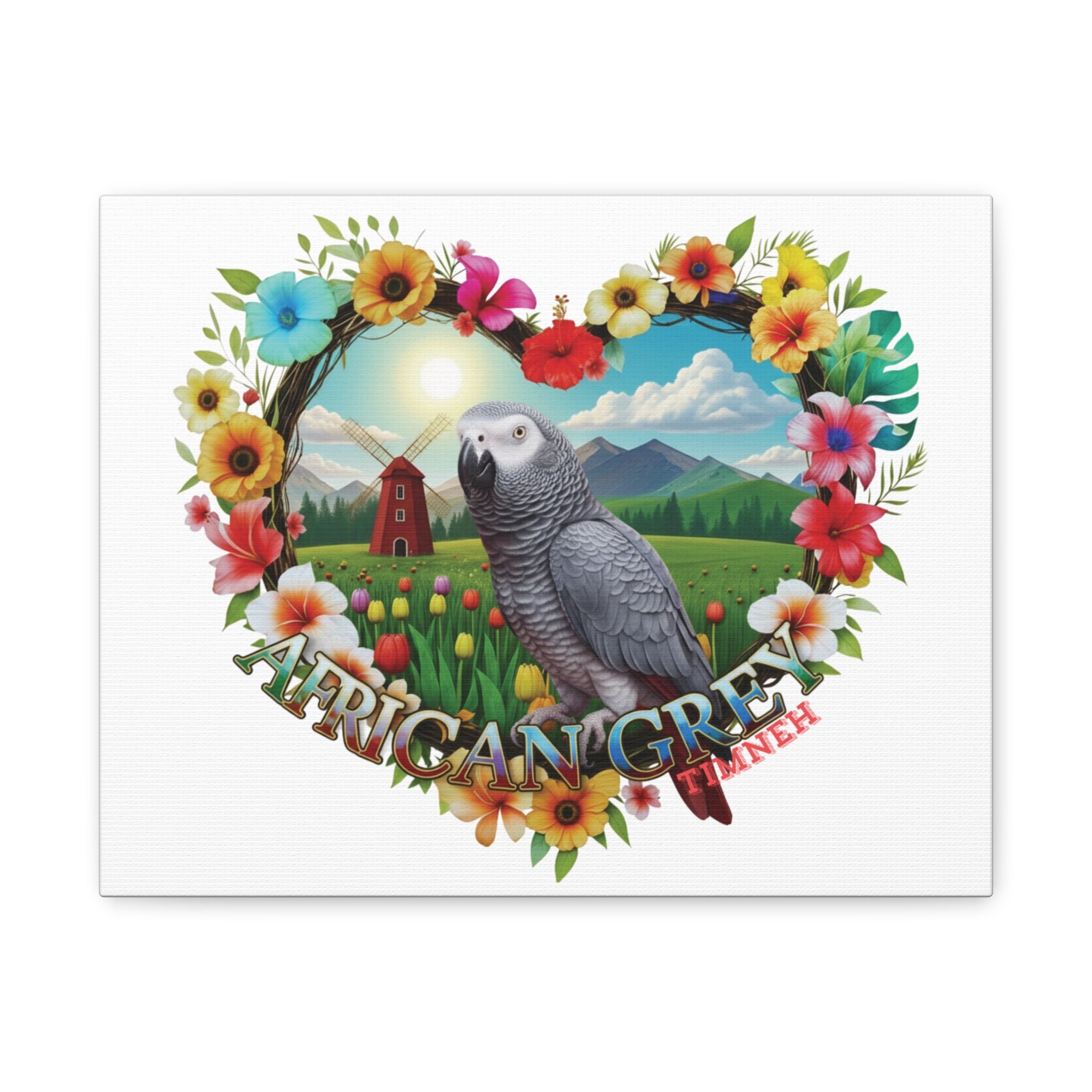 African Grey Timneh Floral Wall-Hanging