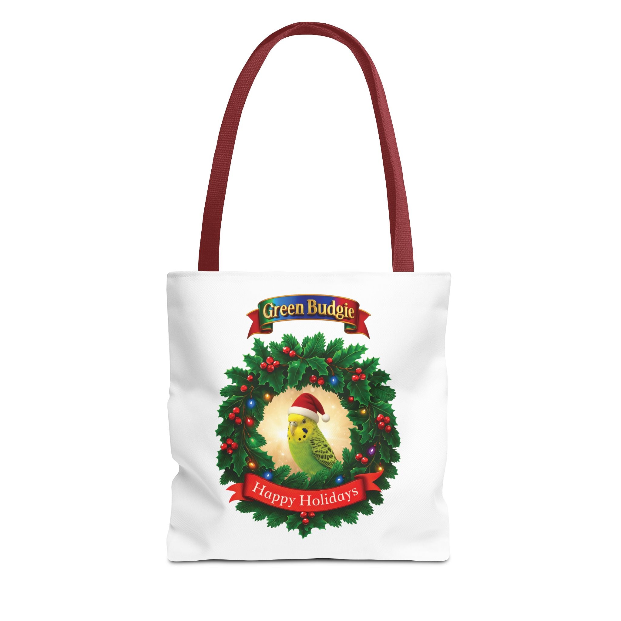 Happy Holidays Green Budgie Tote Bag