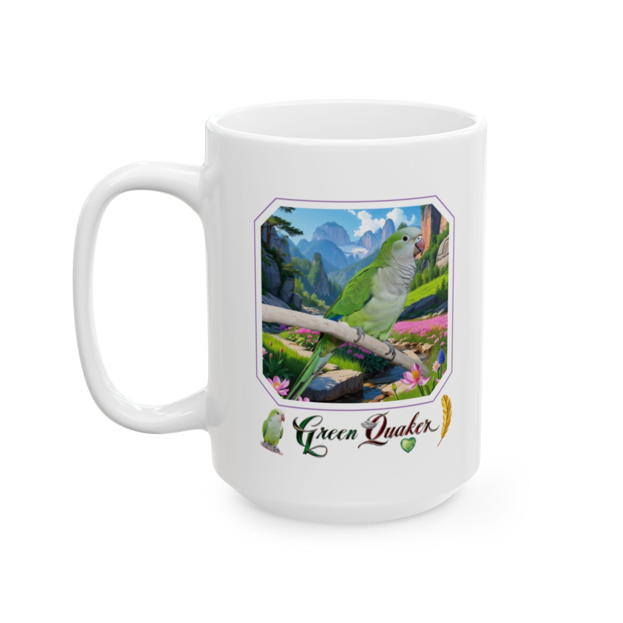 Green Quaker Floral Scenic Mug