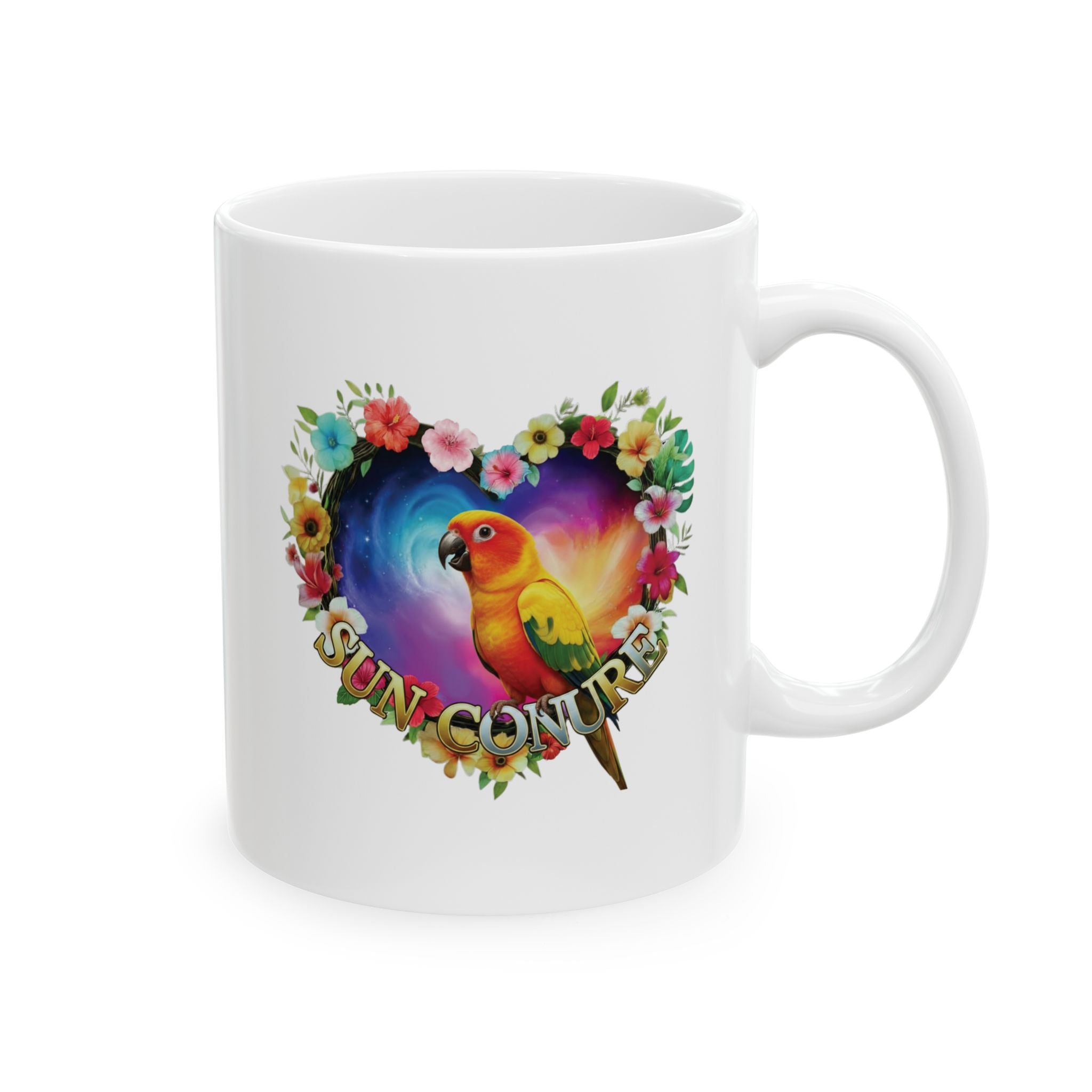 Sun Conure Heart Design Mug