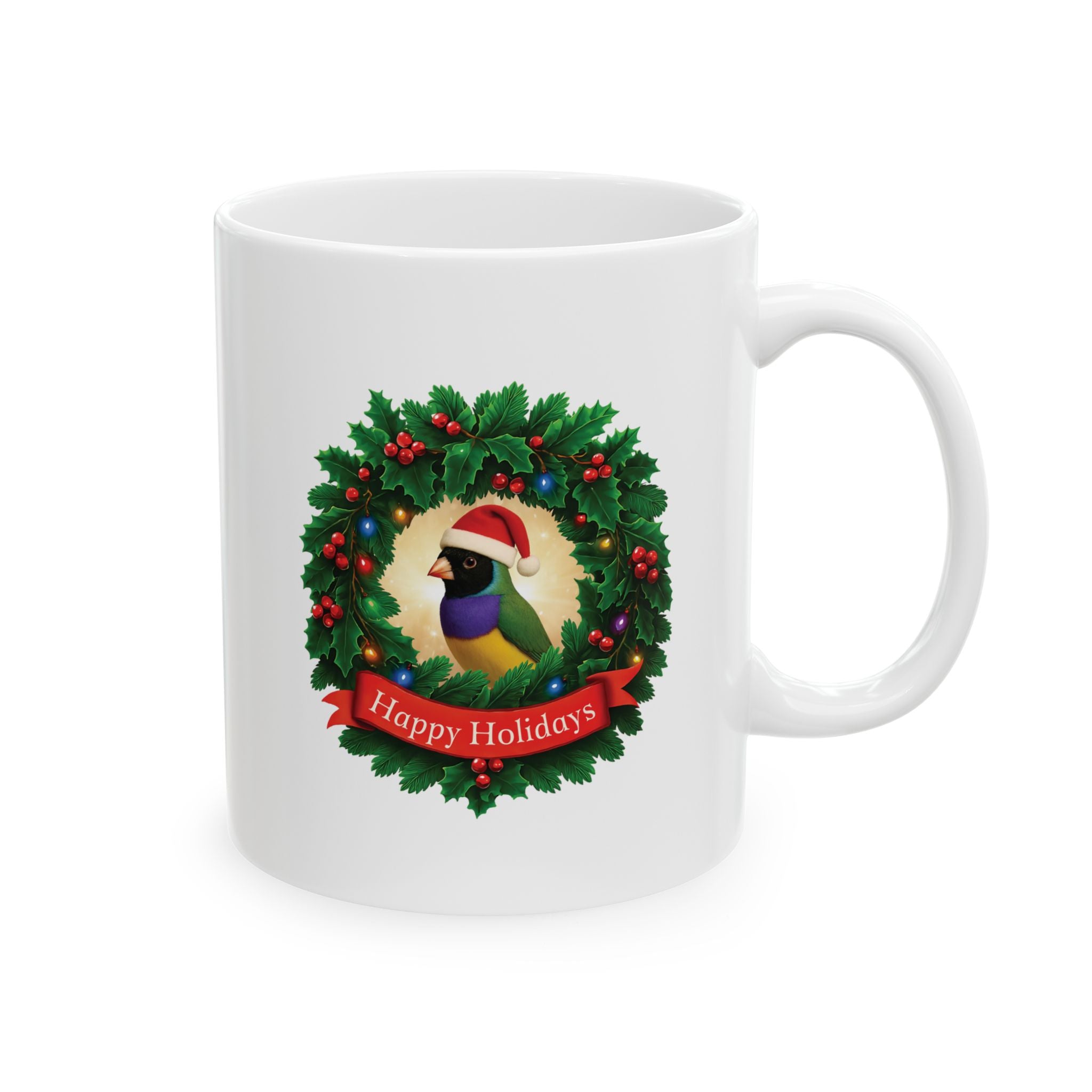 Happy Holidays Finch Mug