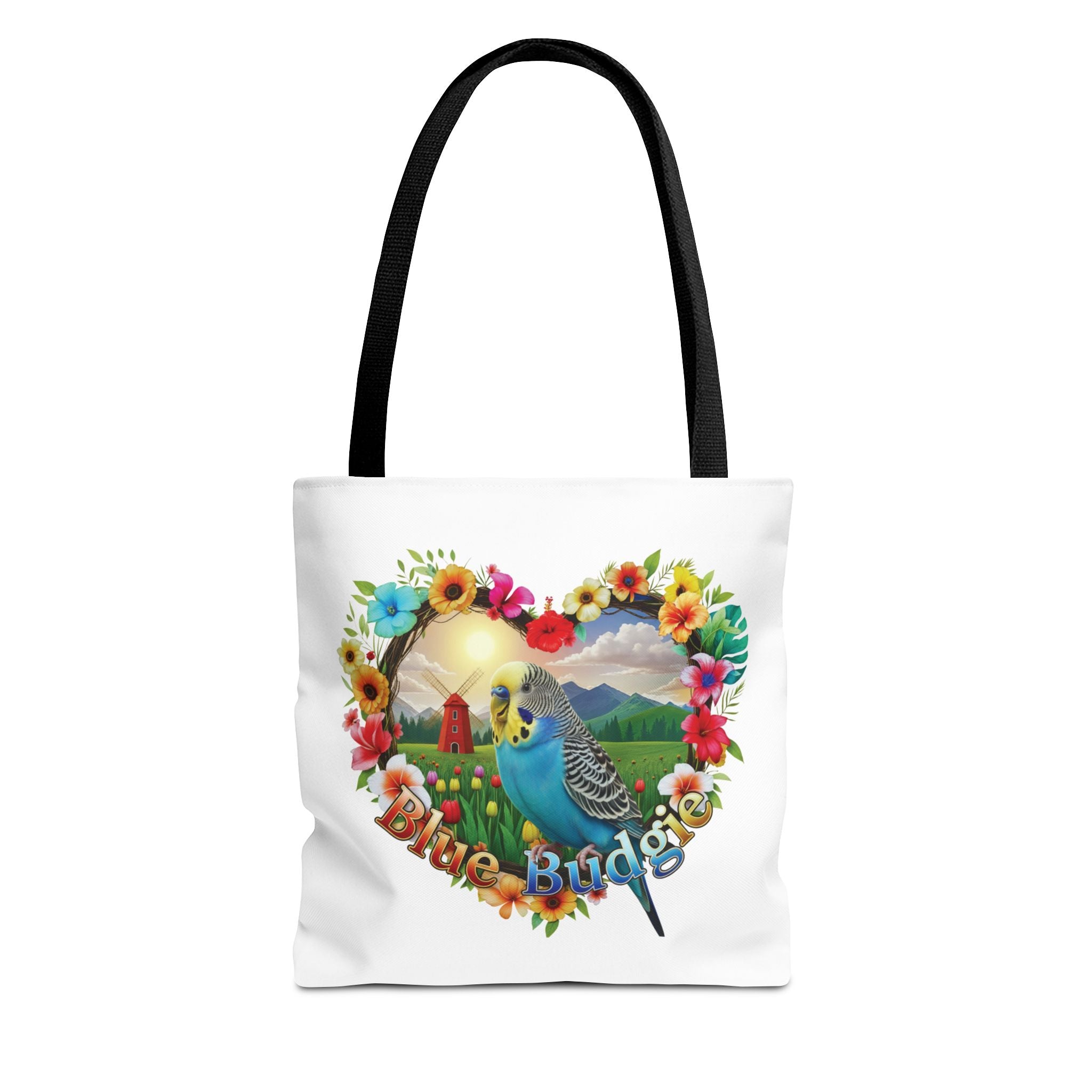 Blue Budgie Heart Design Tote Bag