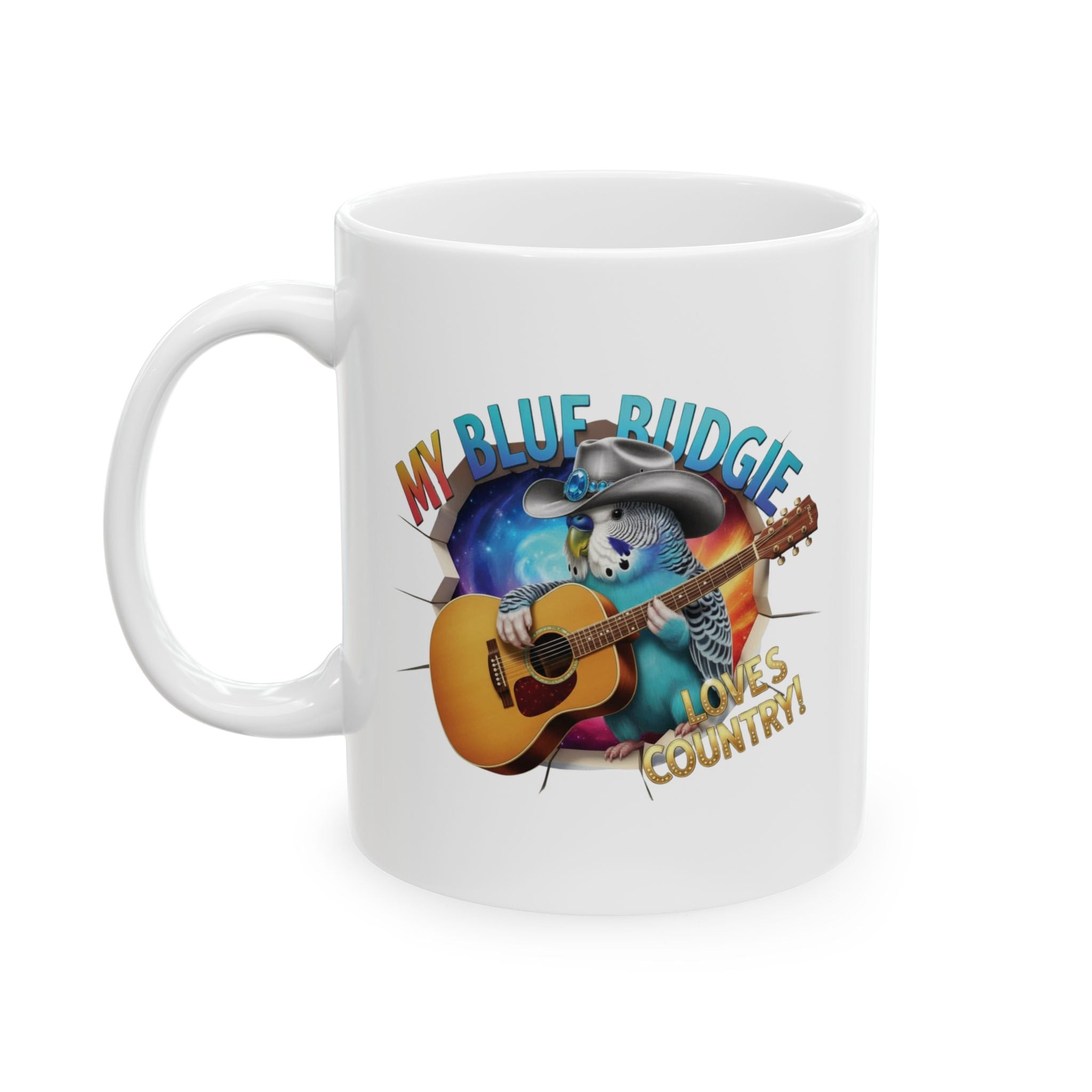 Blue Budgie Loves Country Mug