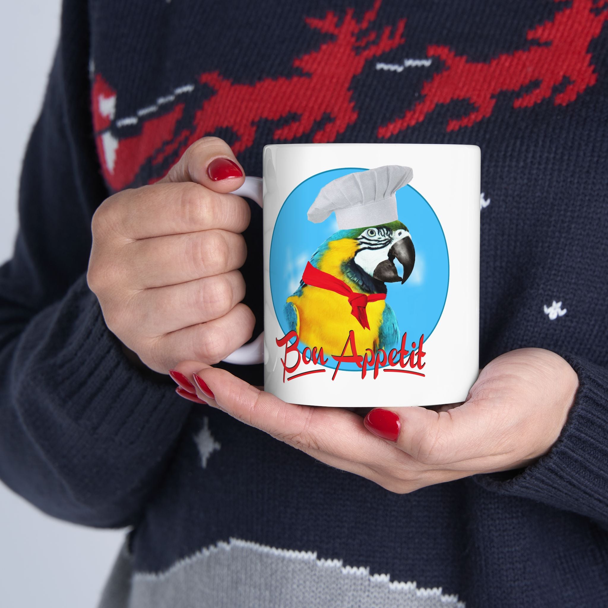 Blue And Gold Bon Appetit Mug