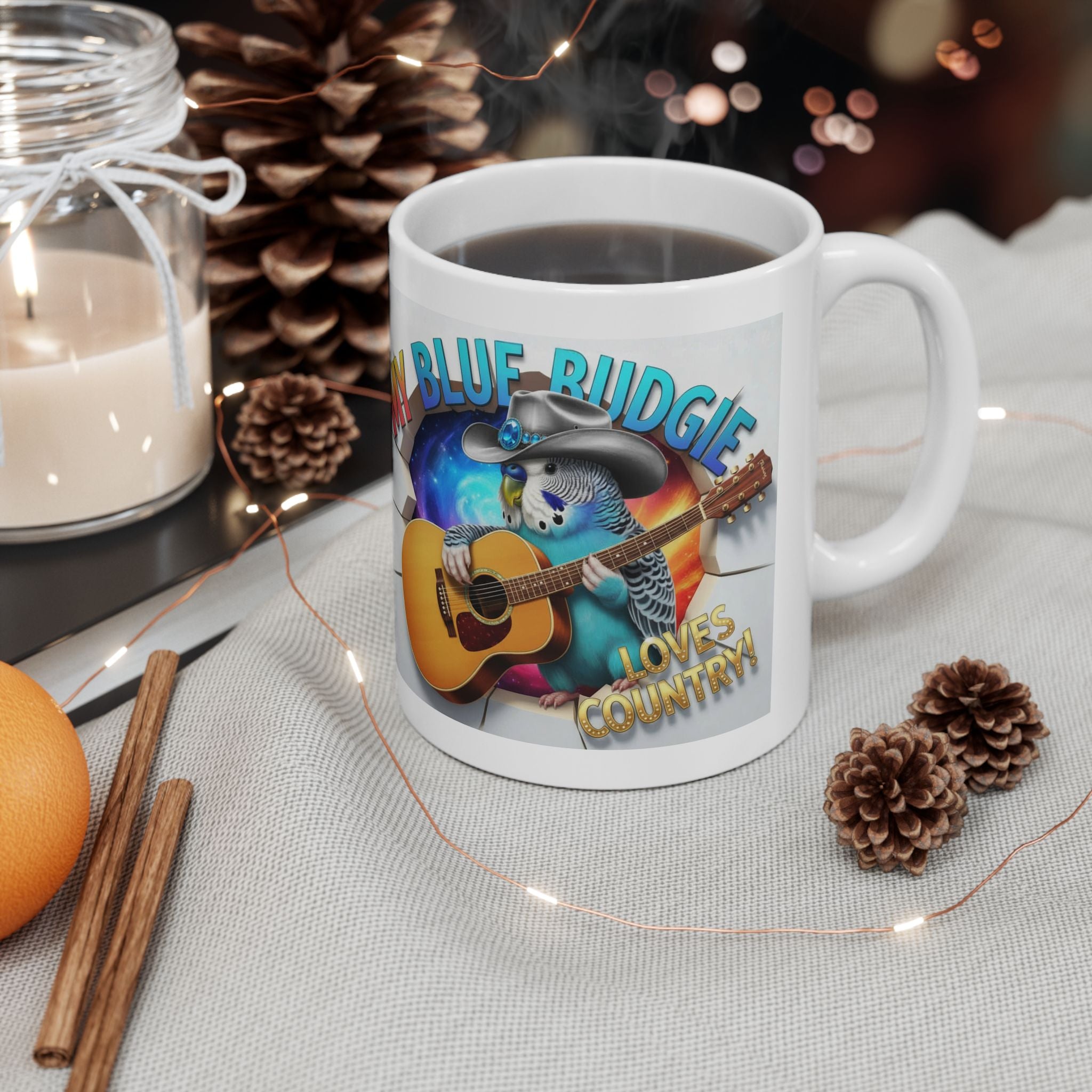 My Blue Budgie Loves Country Mug