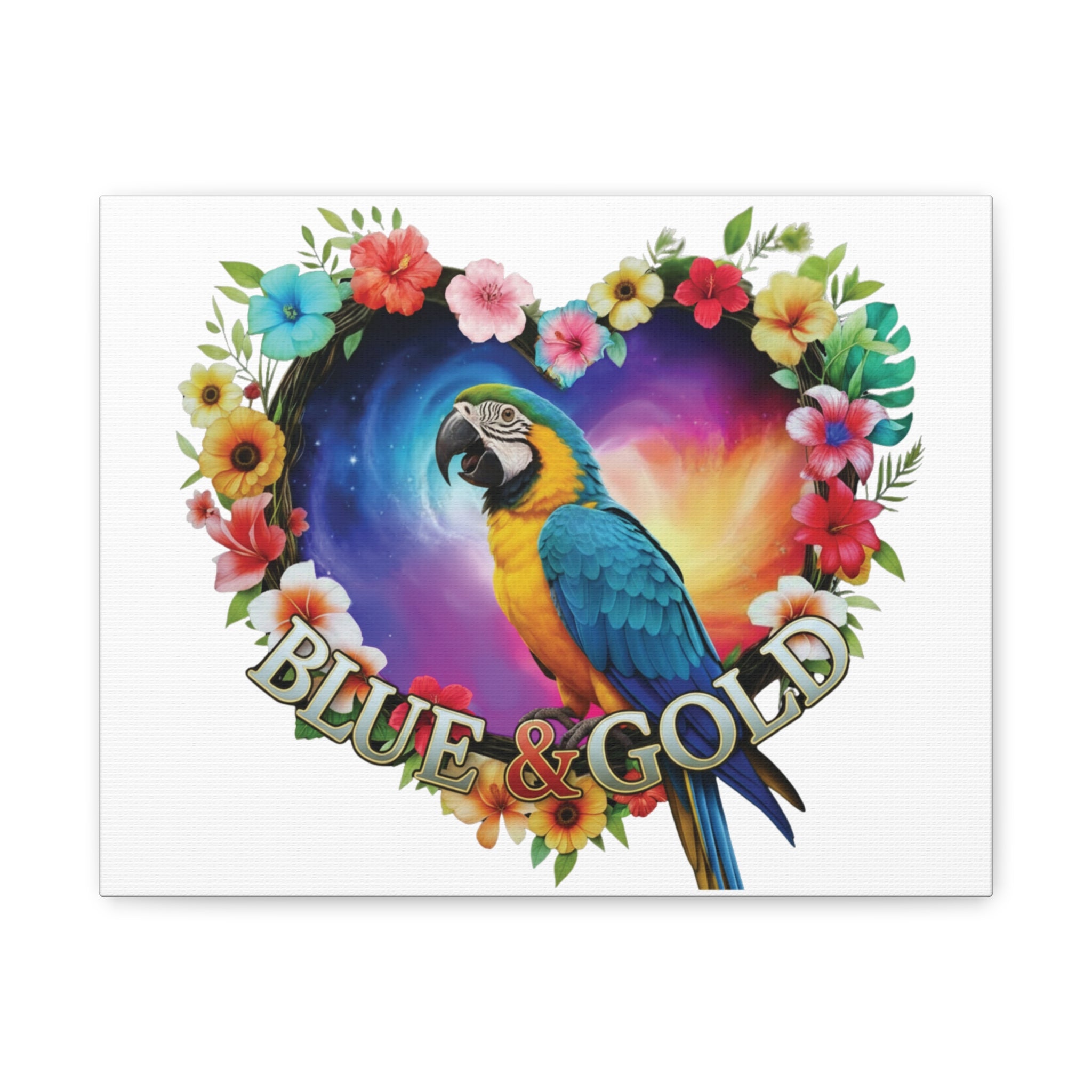 Blue & Gold Floral Heart Wall-Hanging