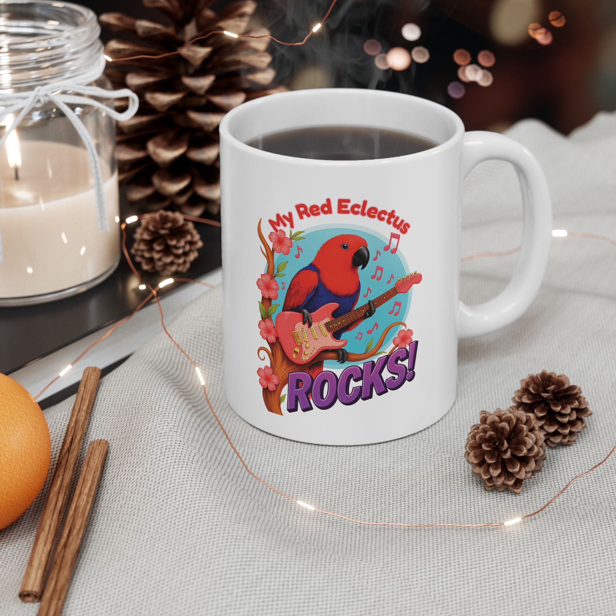My Red Eclectus Rocks Music Mug