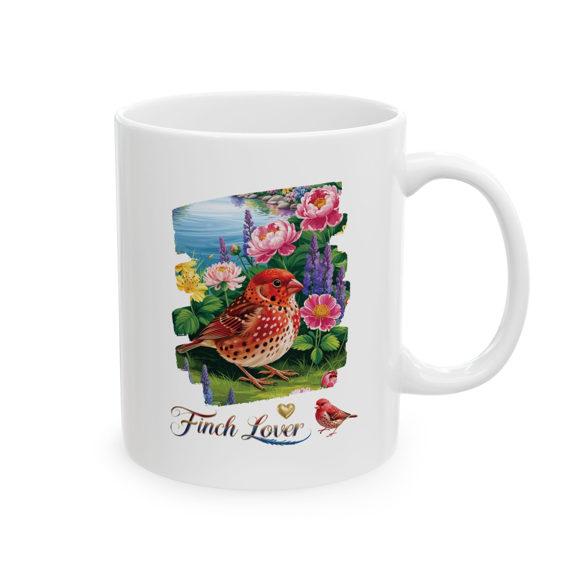 Finch Lover Floral Scenic Mug