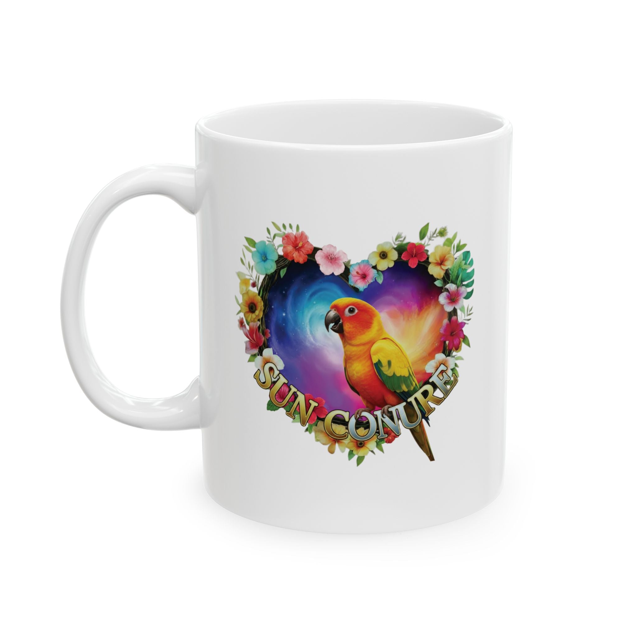Sun Conure Heart Design Mug