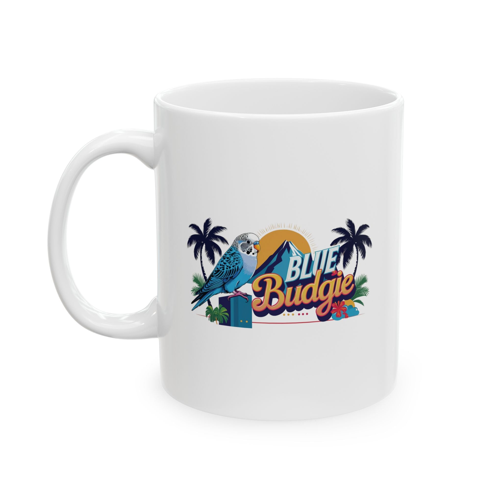 Blue Budgie Sunset Mountain Mug
